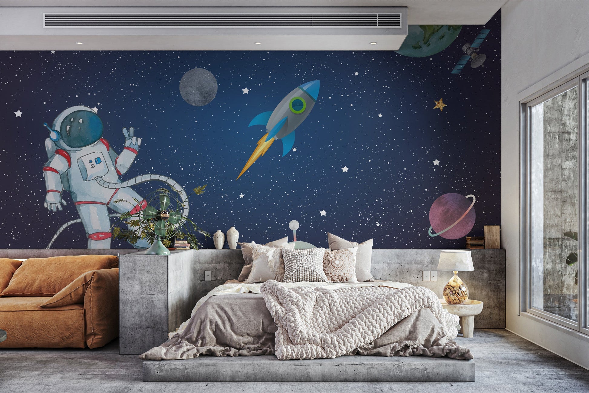 Orbiting Dreams Space Expedition Mural stick on wallpaper