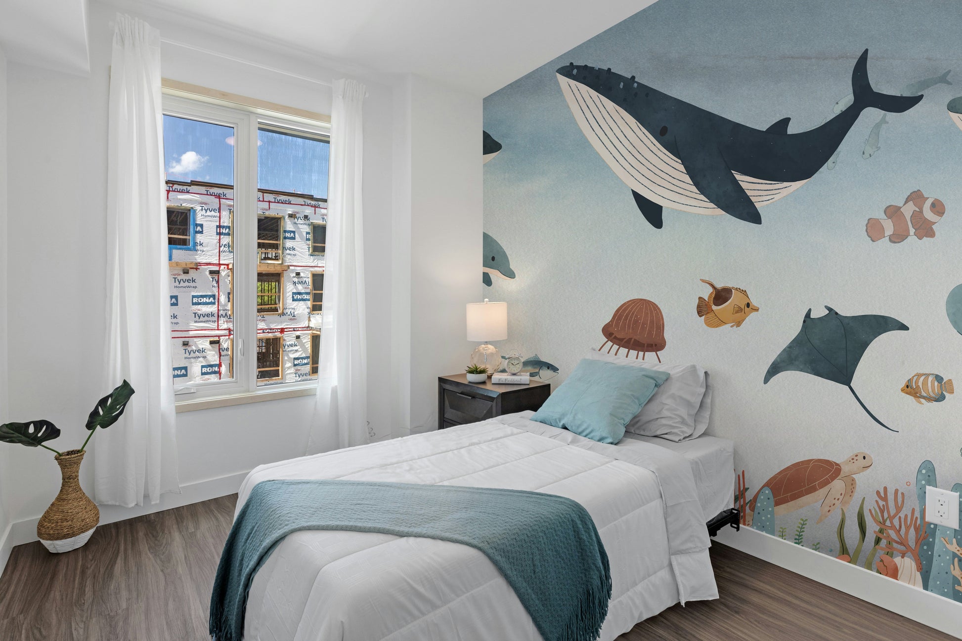 Scenic ocean-inspired wallpaper mural art
