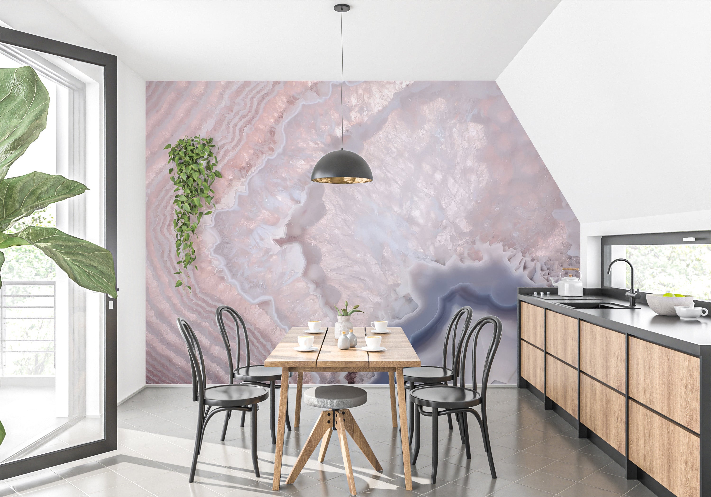 Rose Pink Geode Peel and Stick Wallpaper