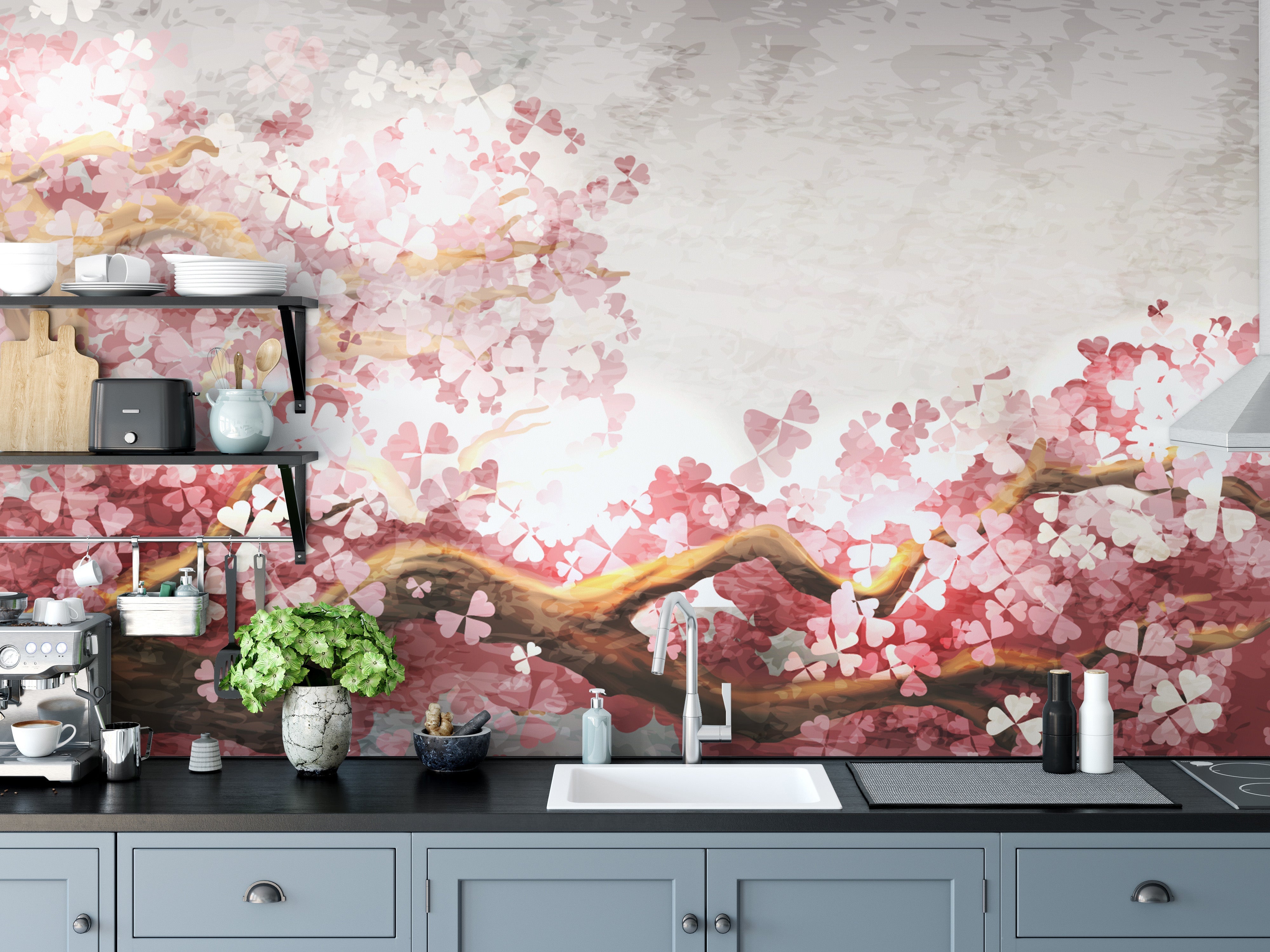 Pink Flower Sakura Branch Wallpaper Murals - Giffywalls