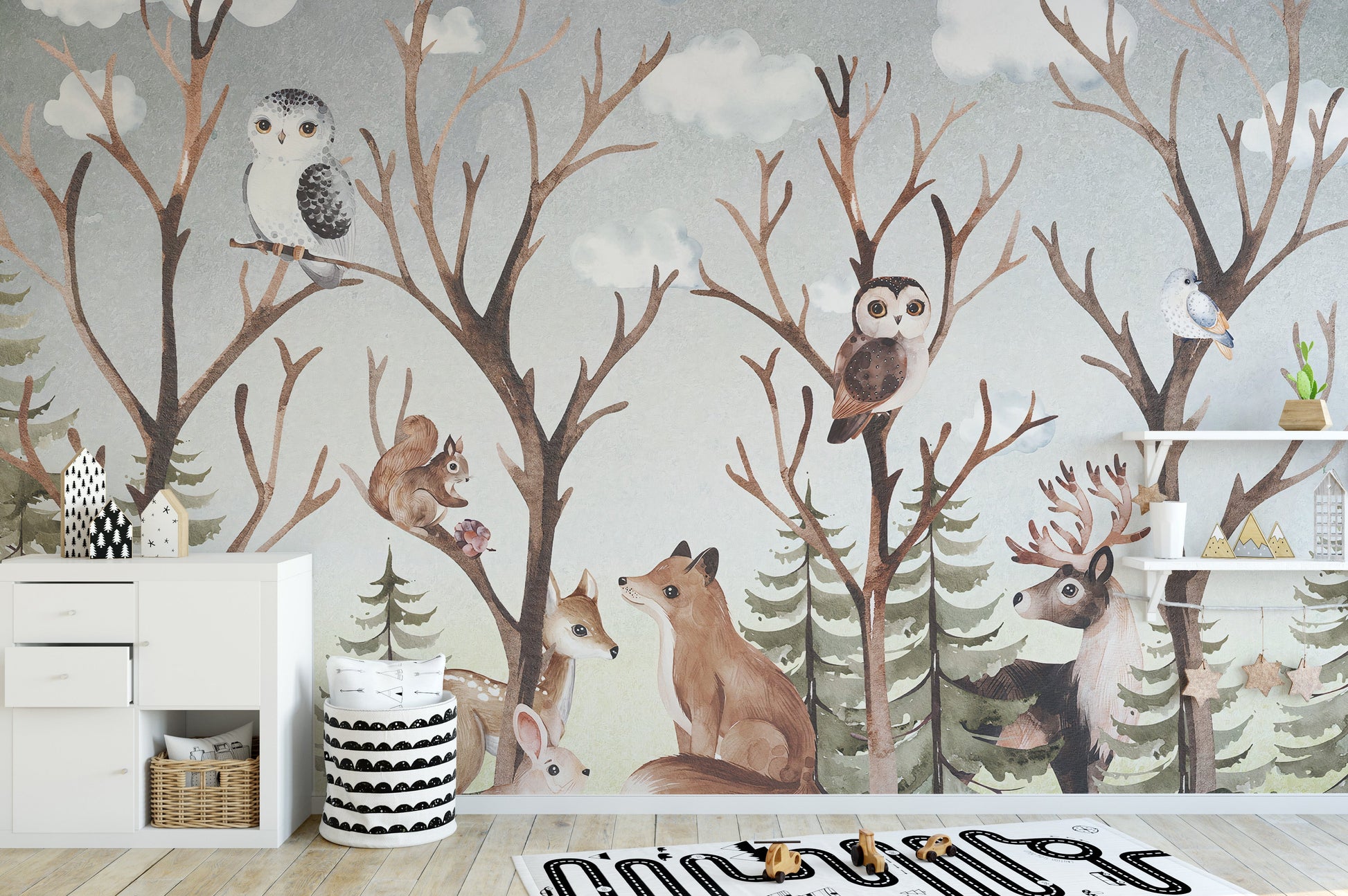 Forest Fall Kids Room Wallpaper Mural - Giffywalls