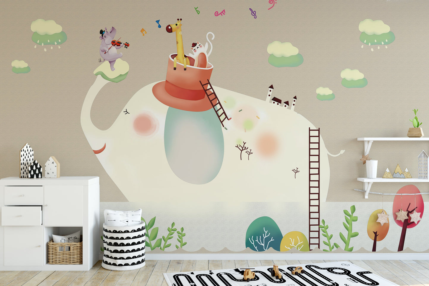 Cartoon Elephant Wallpaper Murals - Giffywalls