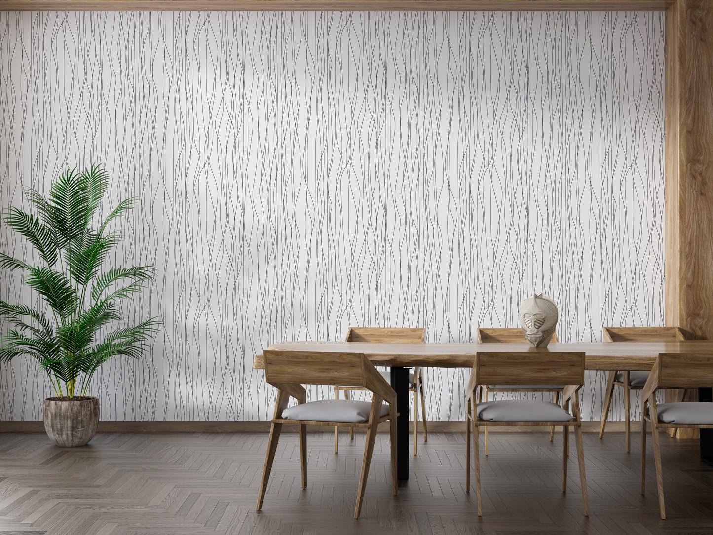 Elegant curved line wall mural design