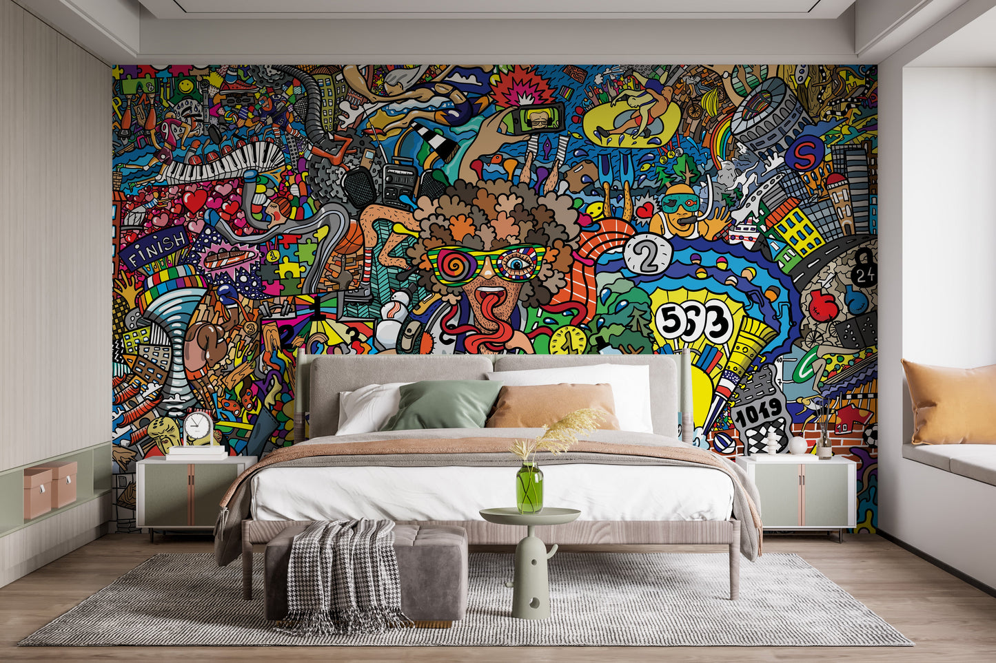 Sports Collage Graffiti Wall Mural - Giffywalls