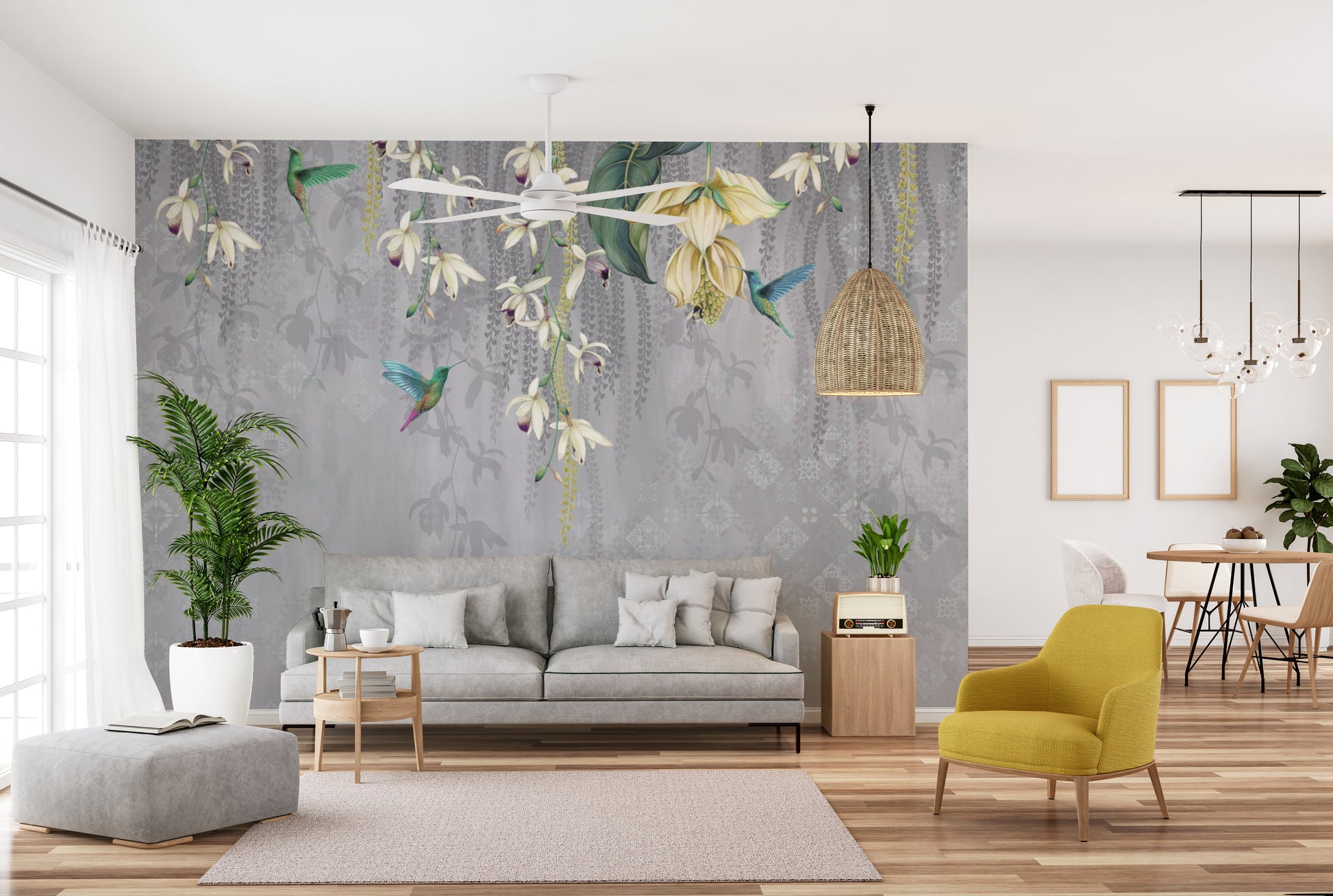 Graceful Orchid Pattern Mural
