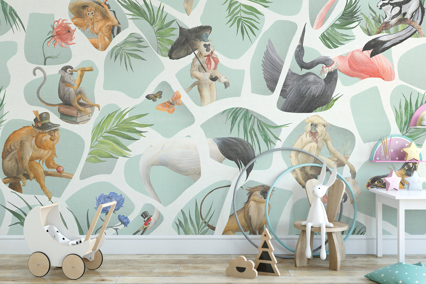 Watercolor Monkey wallpaper Mural