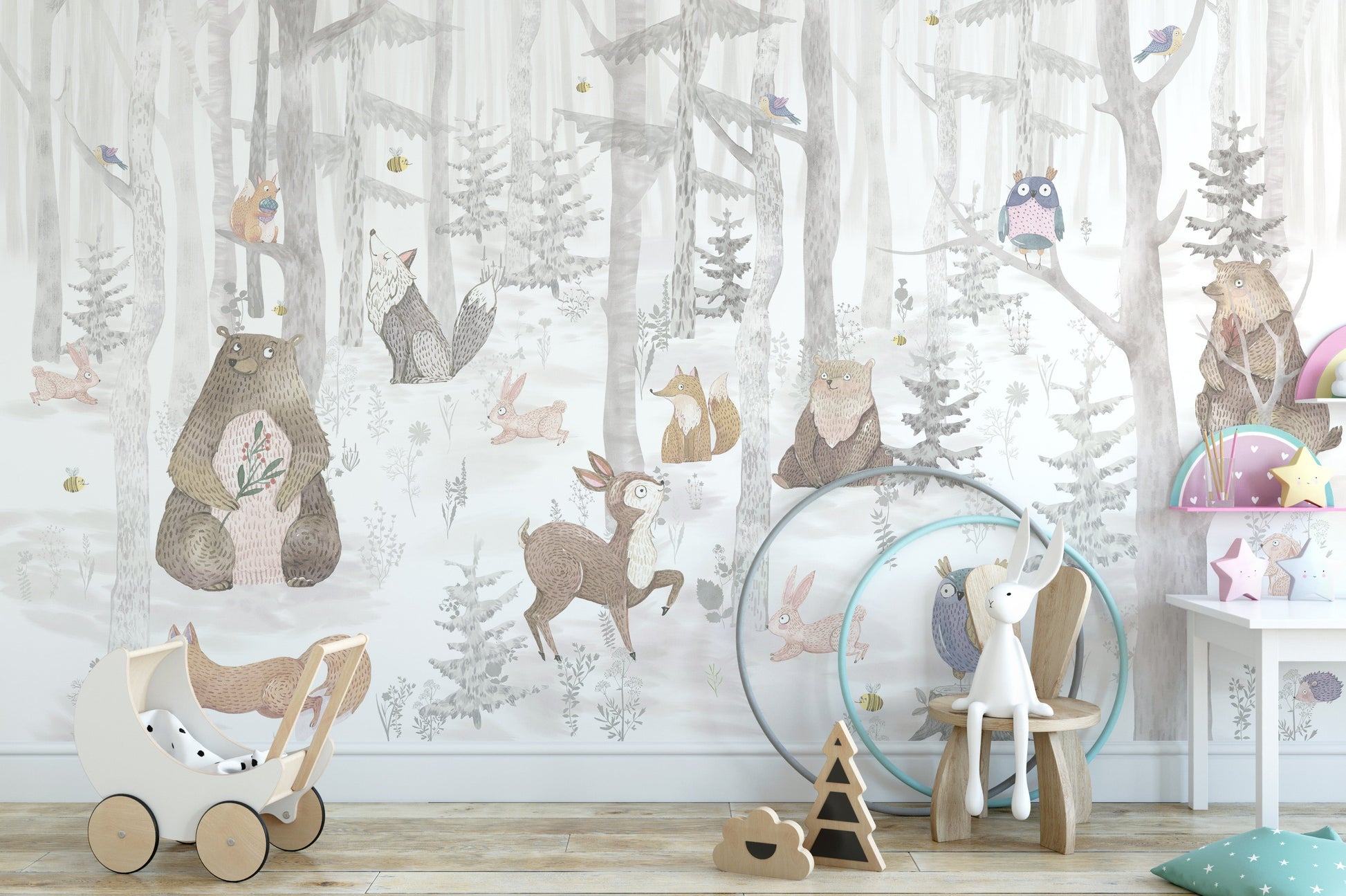 Watercolor Kids Animal Wallpaper Murals - Giffywalls