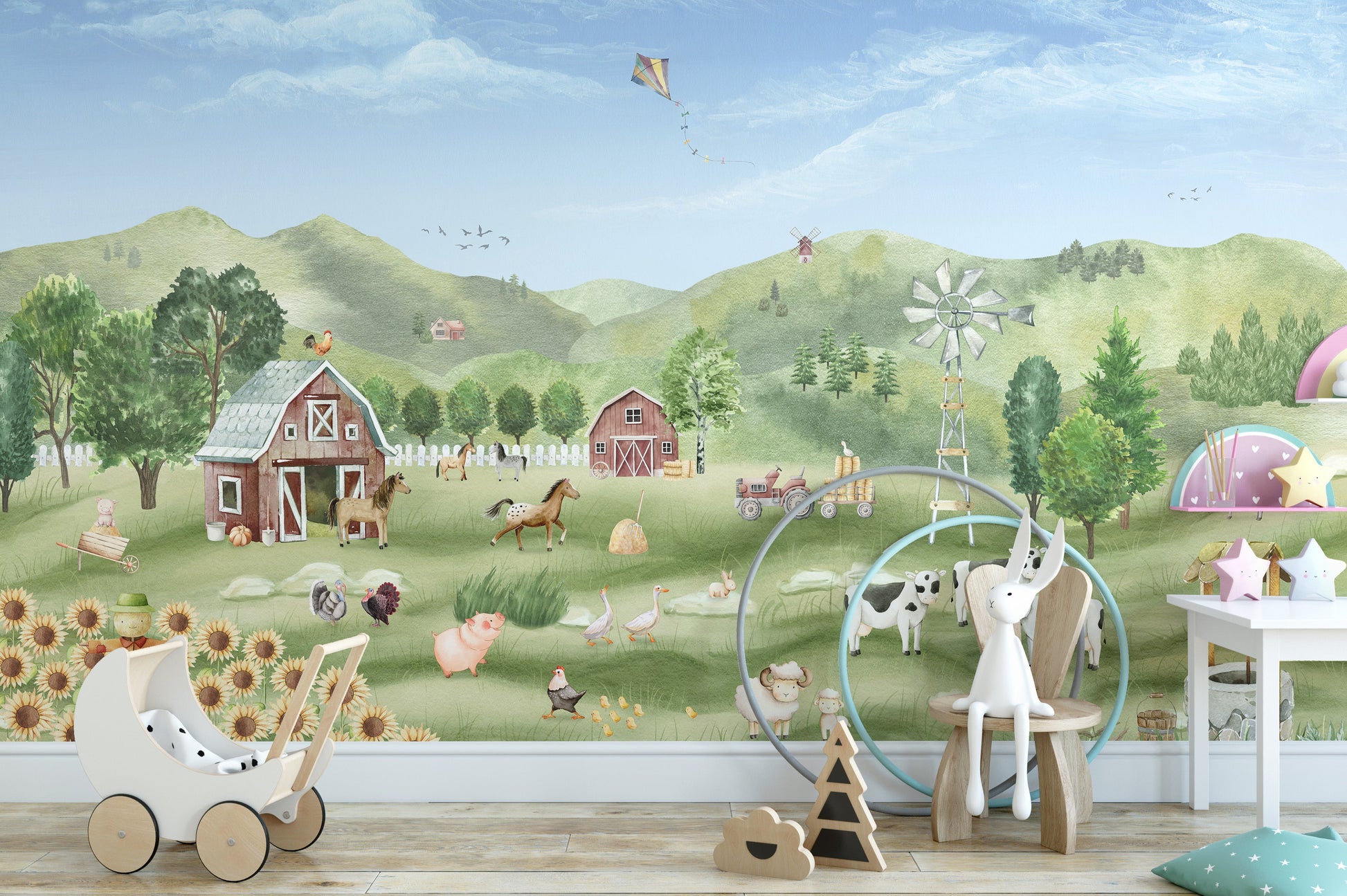 Farm Animals Wallpaper for Nursery Walls - Giffywalls