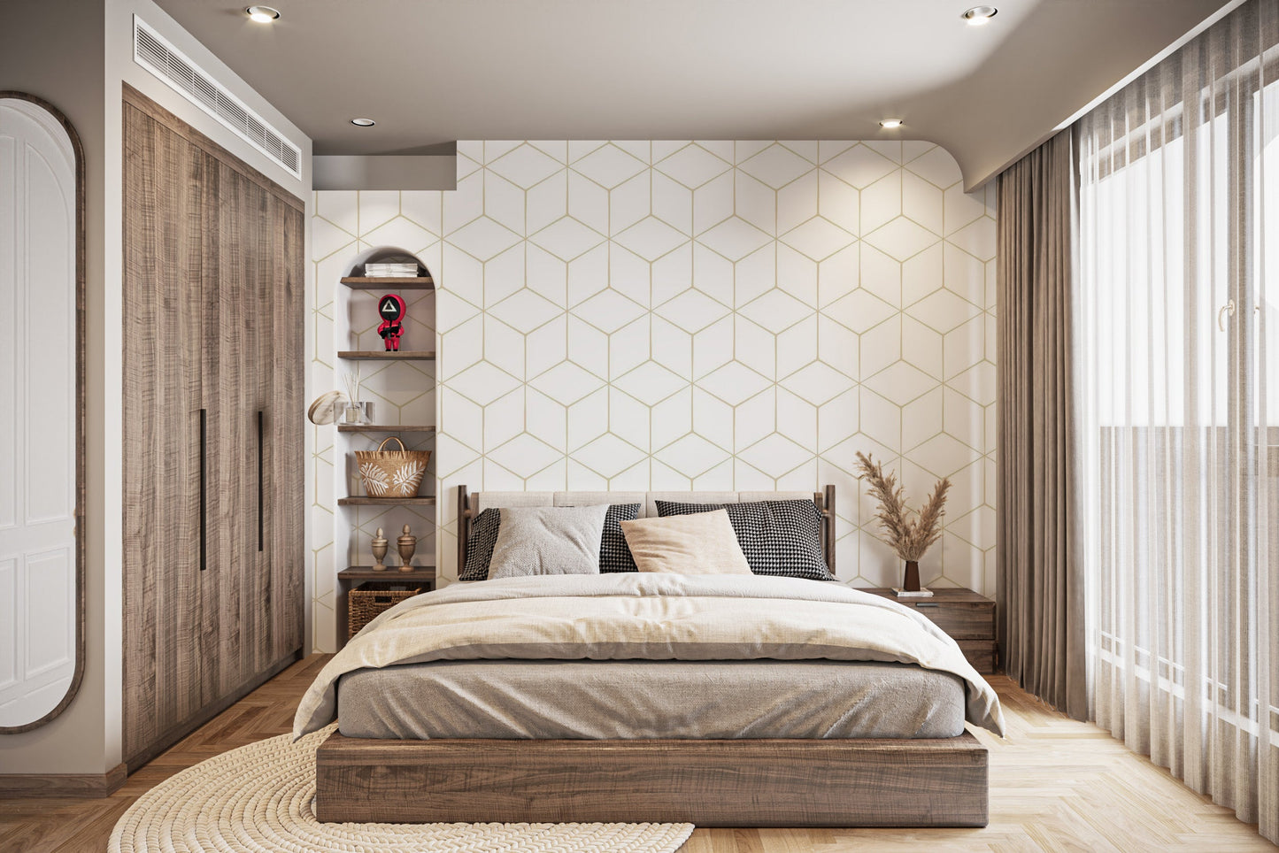 Easy Apply Modern Hexagonal Wall Mural Design