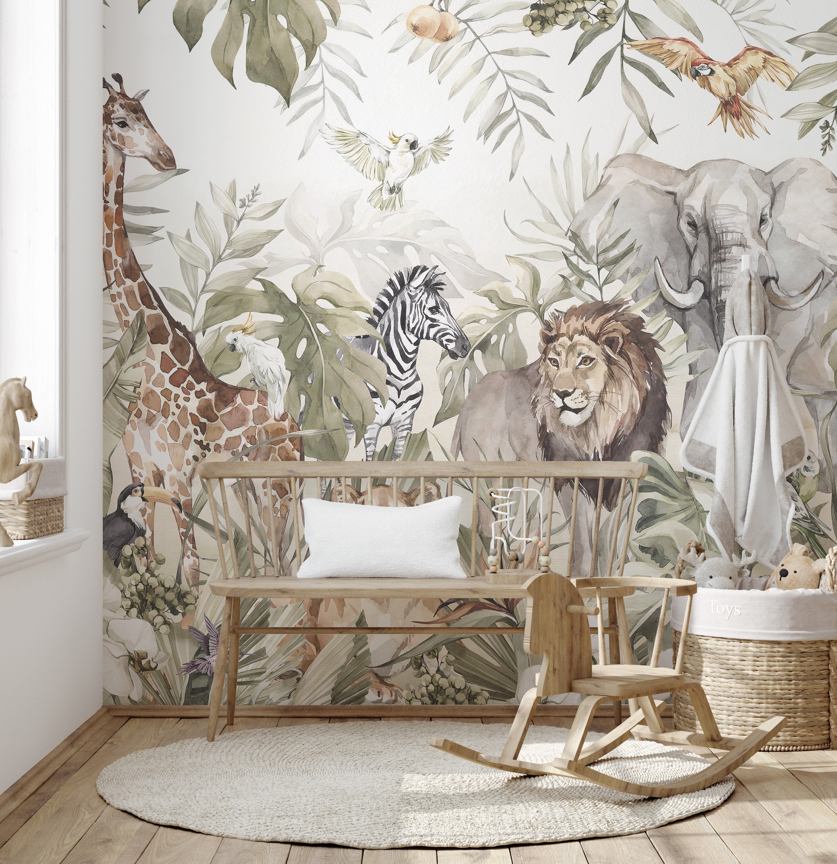 Watercolor Animal Kingdom Forest Wallpaper Murals - Giffywalls