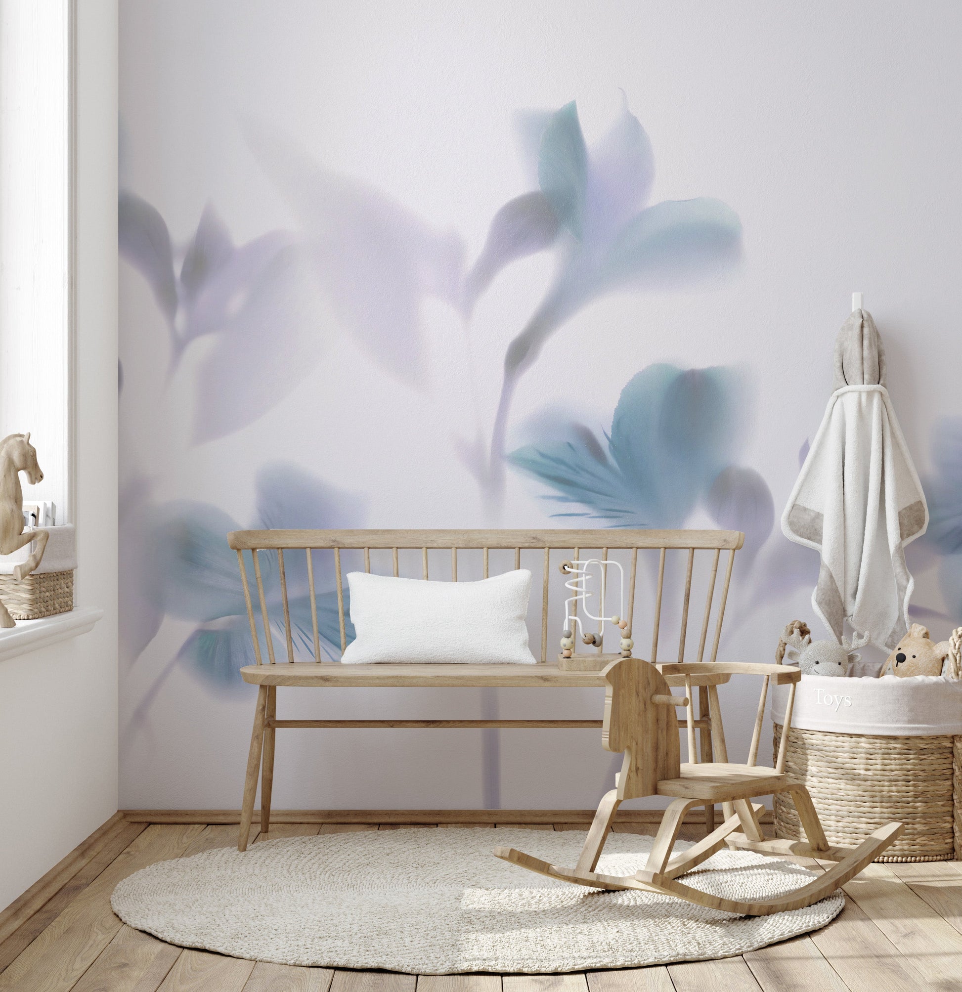 Blue Orchids Foggy Wallpaper Murals - Giffywalls