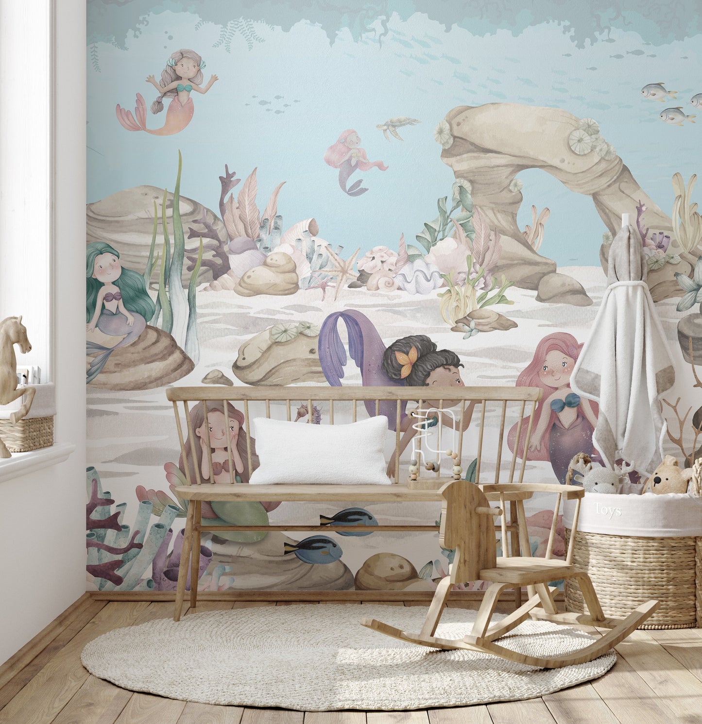 Underwater mermaid miracles mural for children