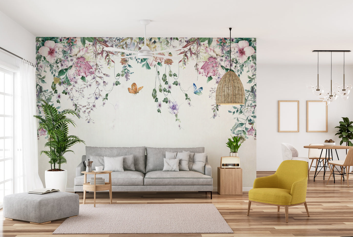 Colorful Botanical Wall Mural
