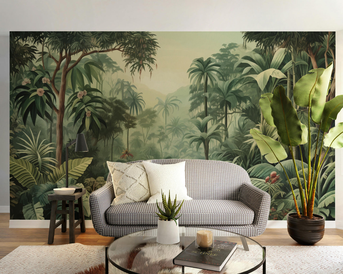 Misty Forest Colorful Tropical Scene Tree Wallpaper Mural - Giffywalls