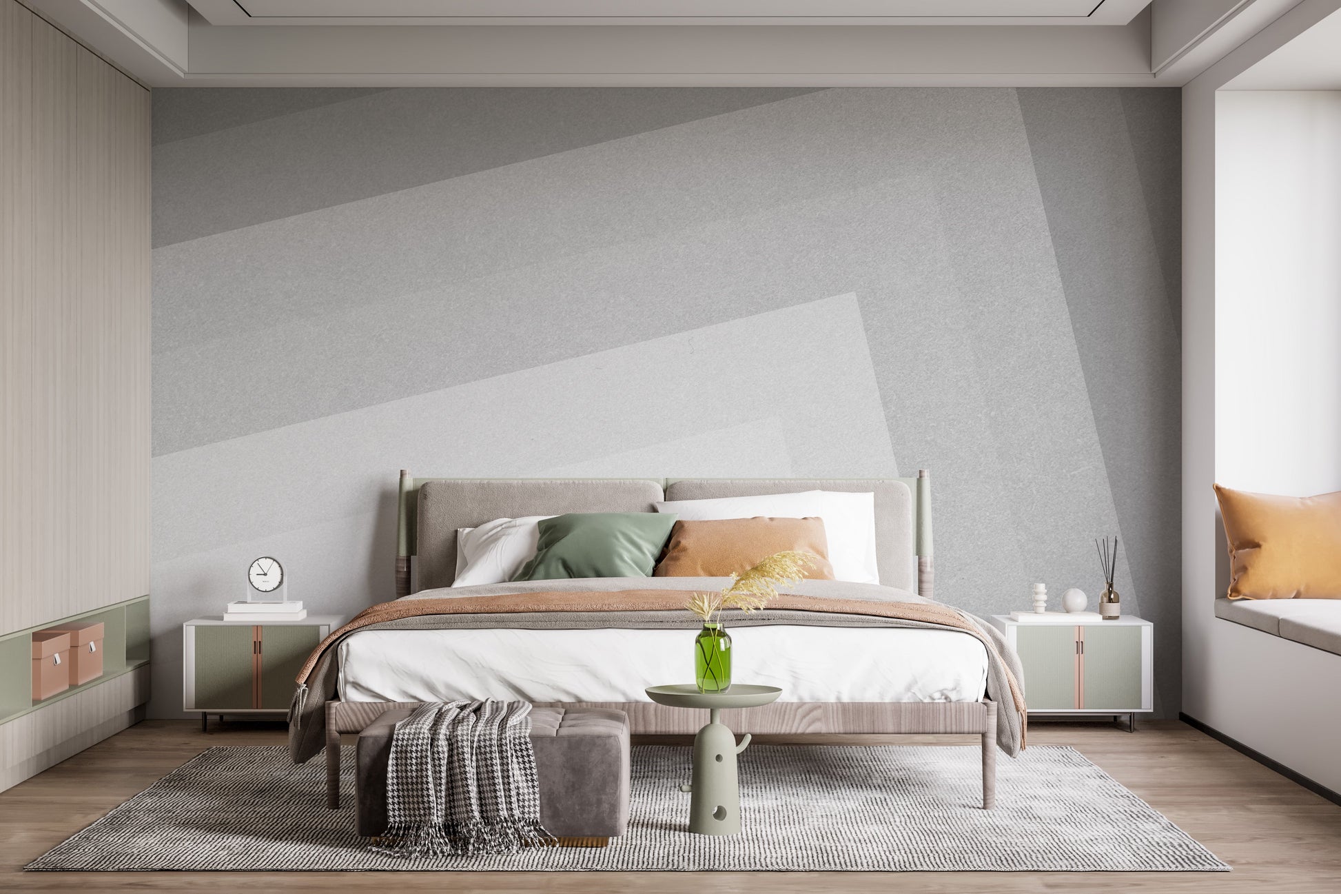 Geometric Gray Ombre Layered Wall Mural - Giffywalls