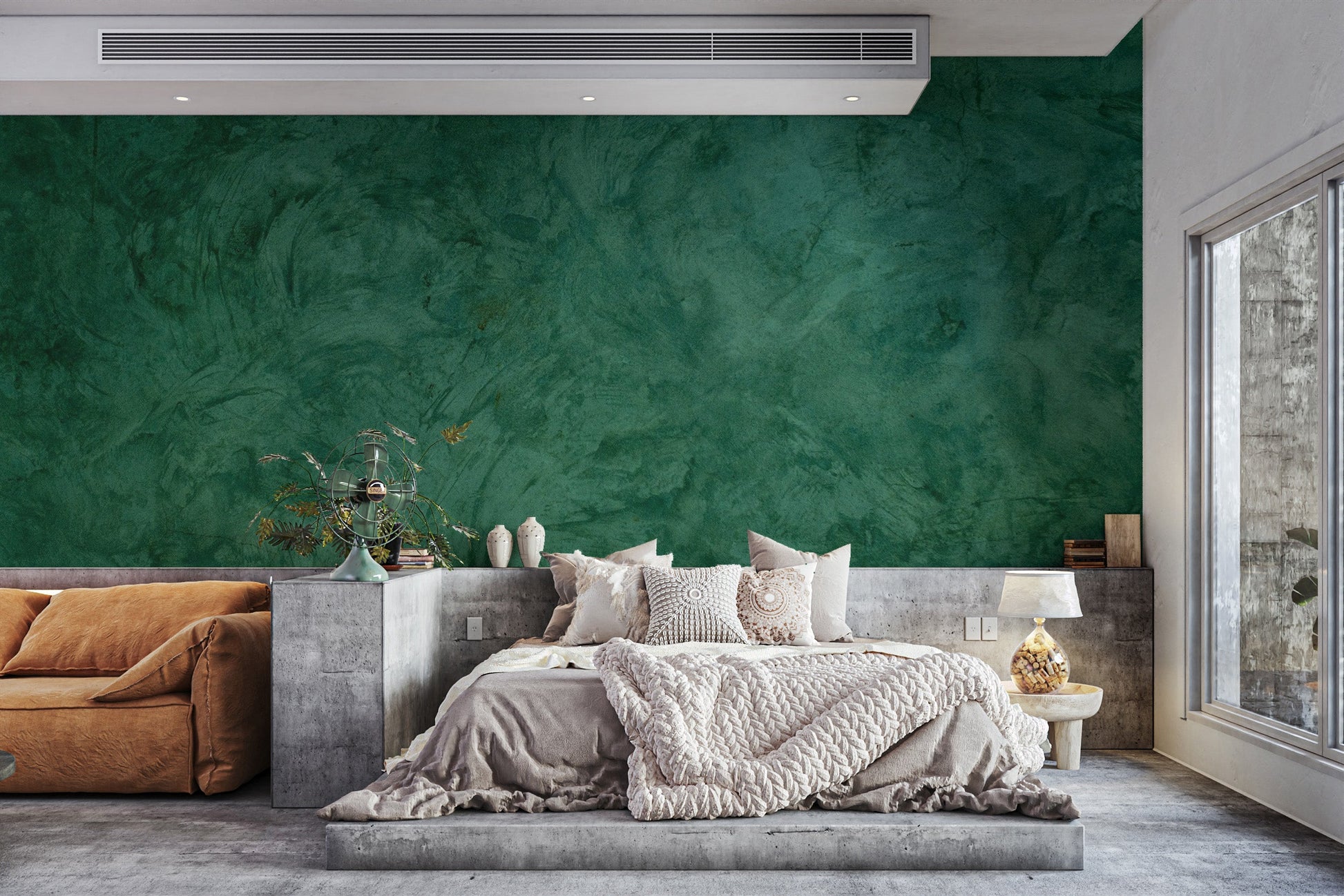 Green Grunge Cement Wallpaper Mural - Giffywalls