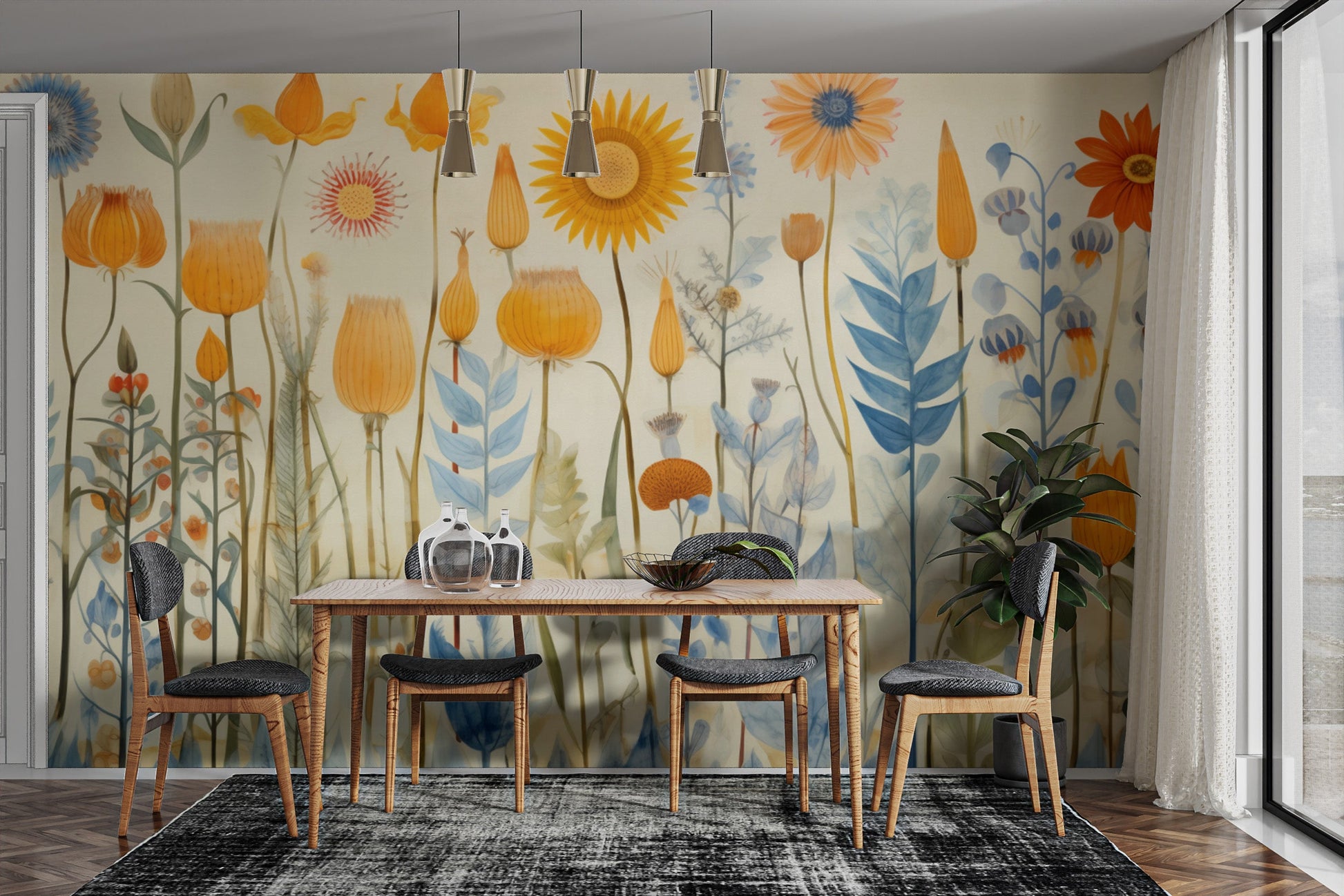 Brightly Colored Flowers Wallpaper Murals - Giffywalls