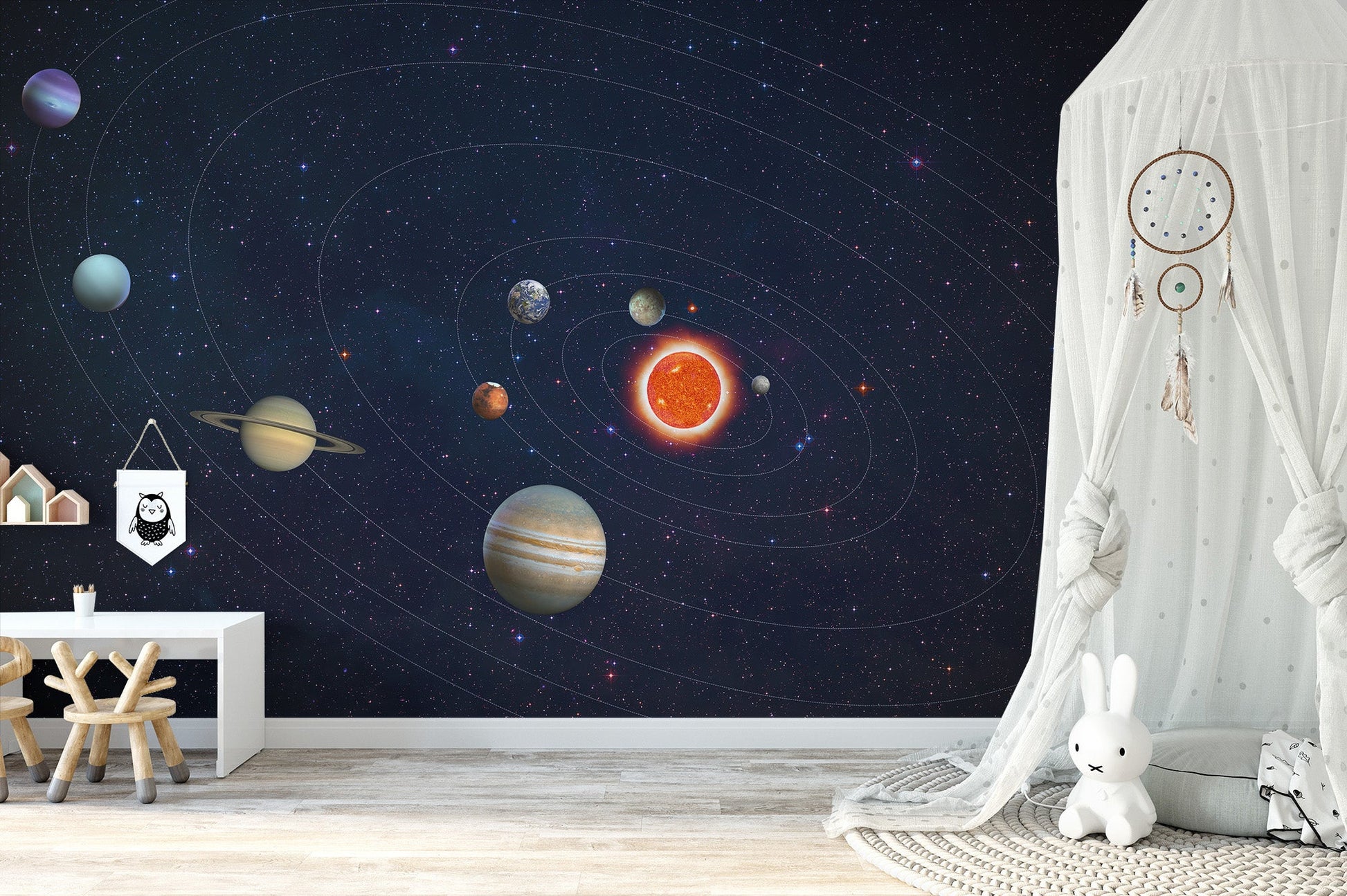 Solar System Planets Orbit Wall Mural - Giffywalls