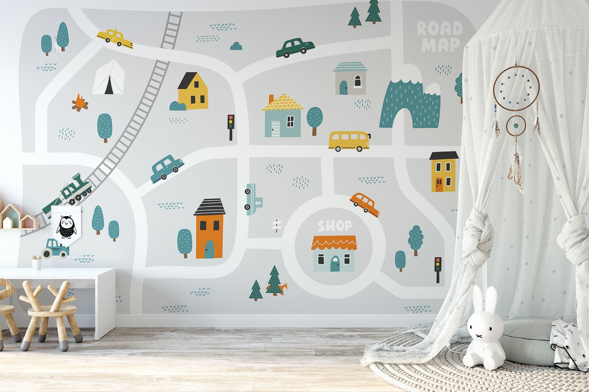 Town Map Wall Mural - Giffywalls