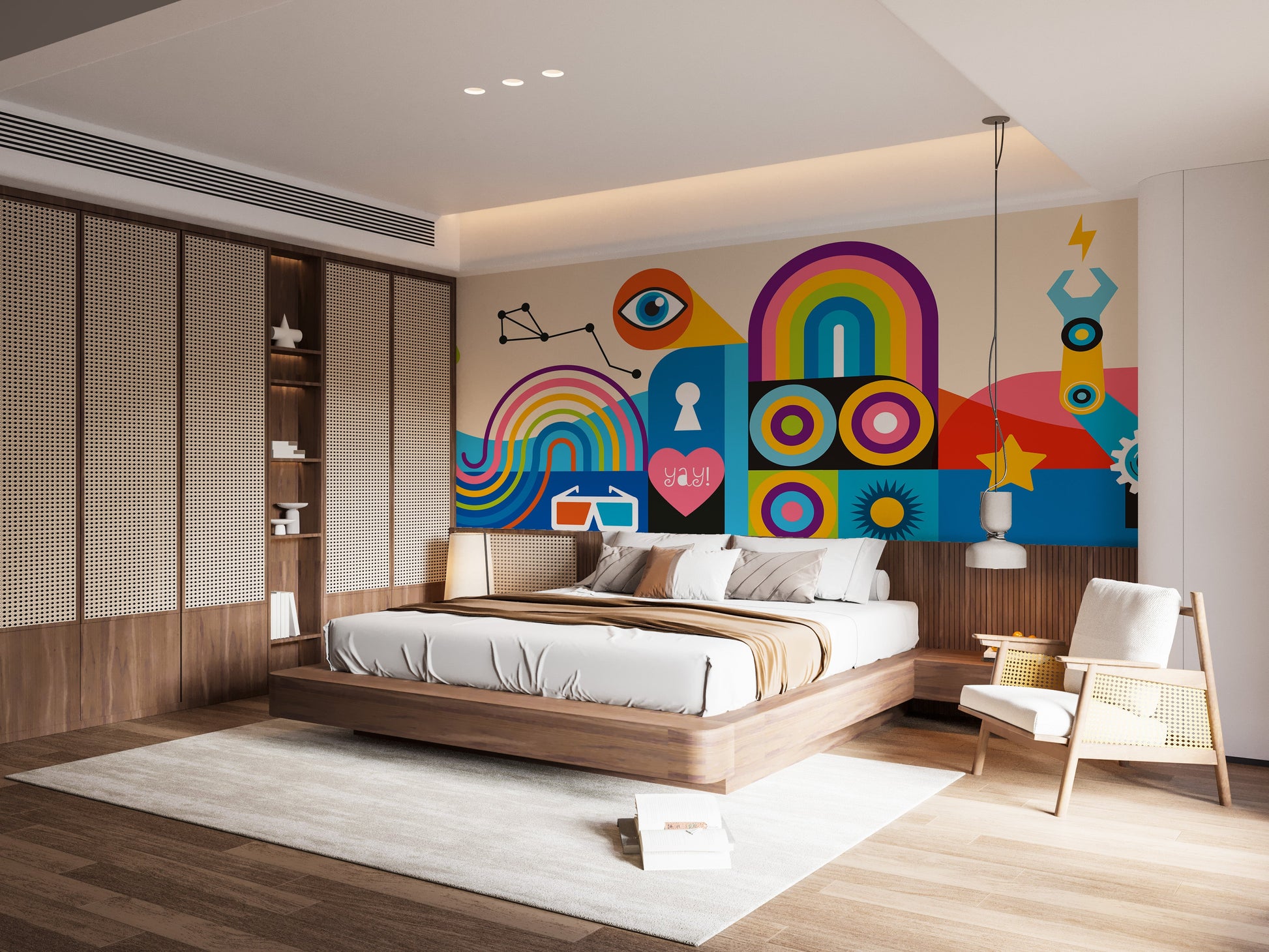 Vibrant Geometric Art Mural - Giffywalls