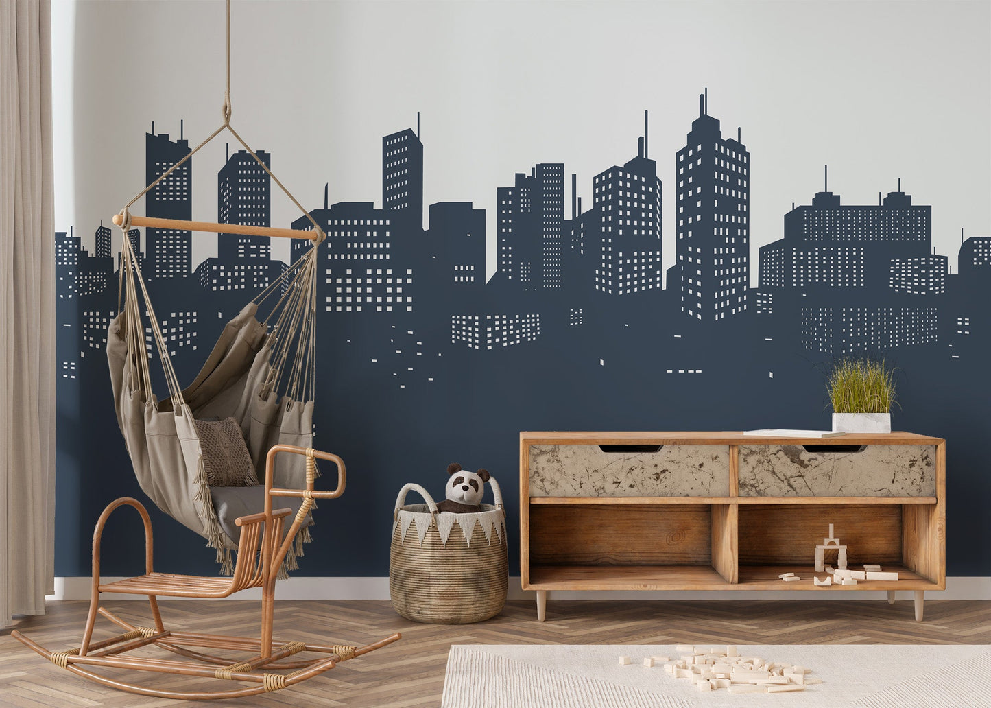 Cityscape Silhouette Wall Mural - Giffywalls