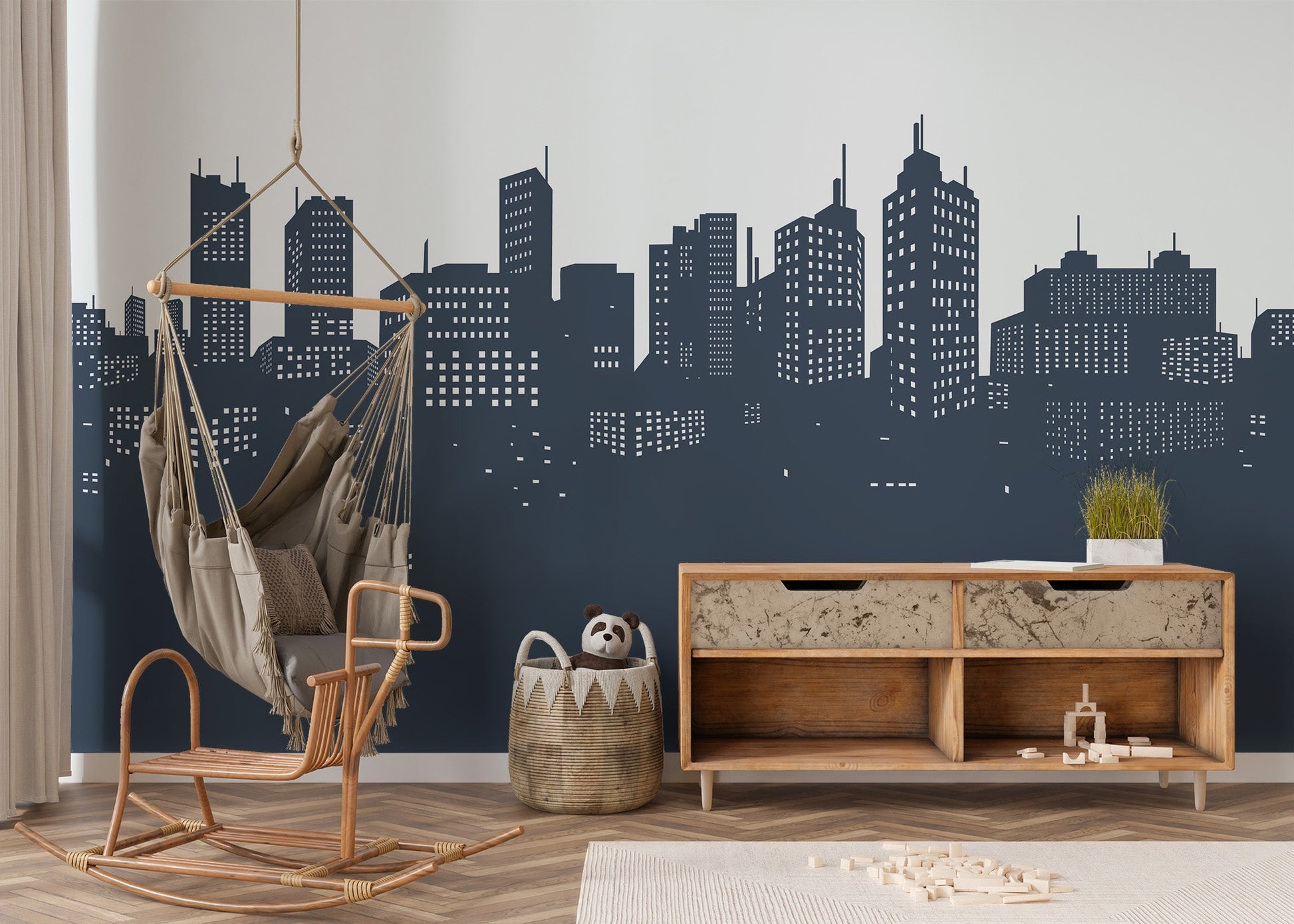 Cityscape Silhouette Wall Mural - Giffywalls