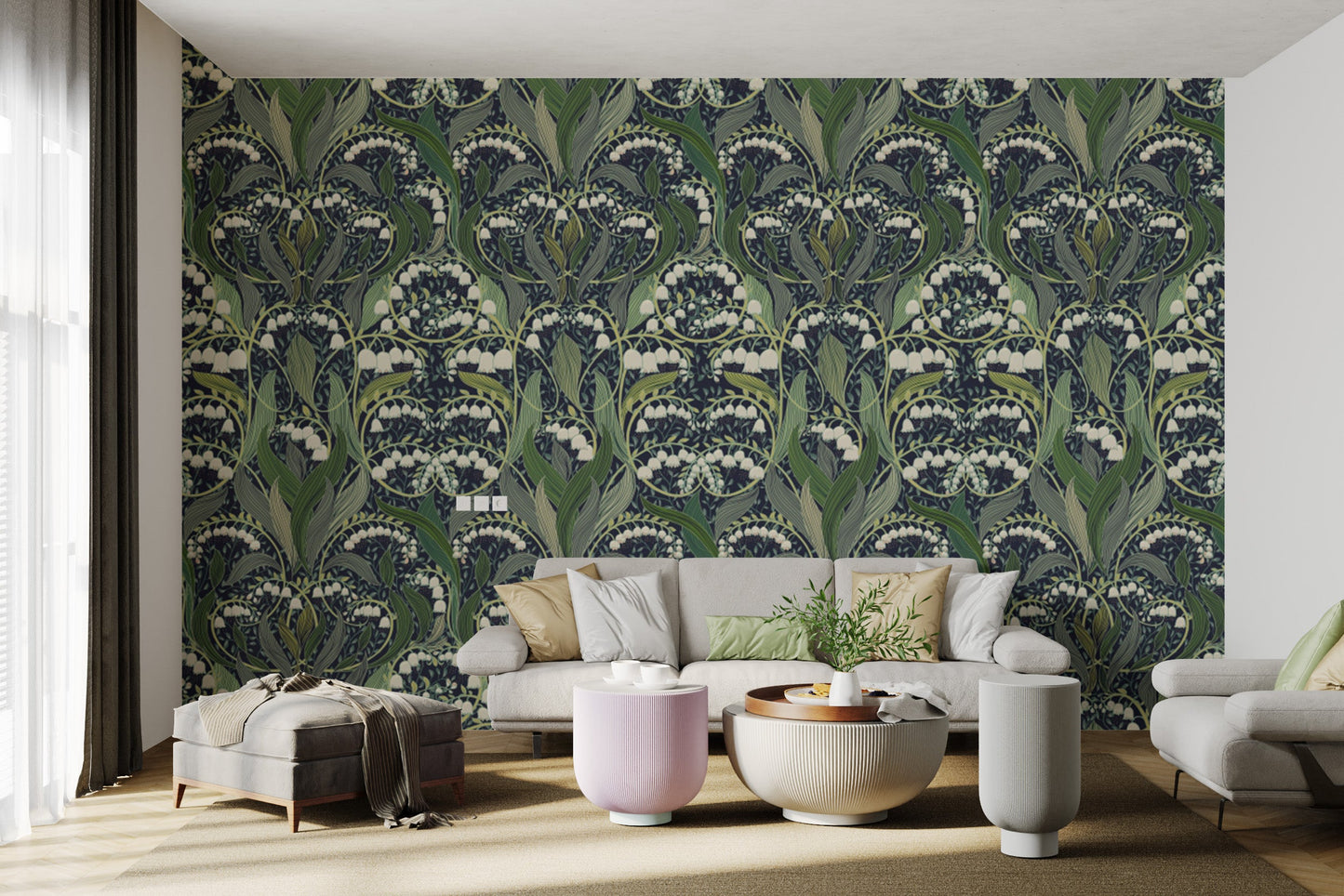 Luxurious Victorian wallpaper with serene botanical patterns.
