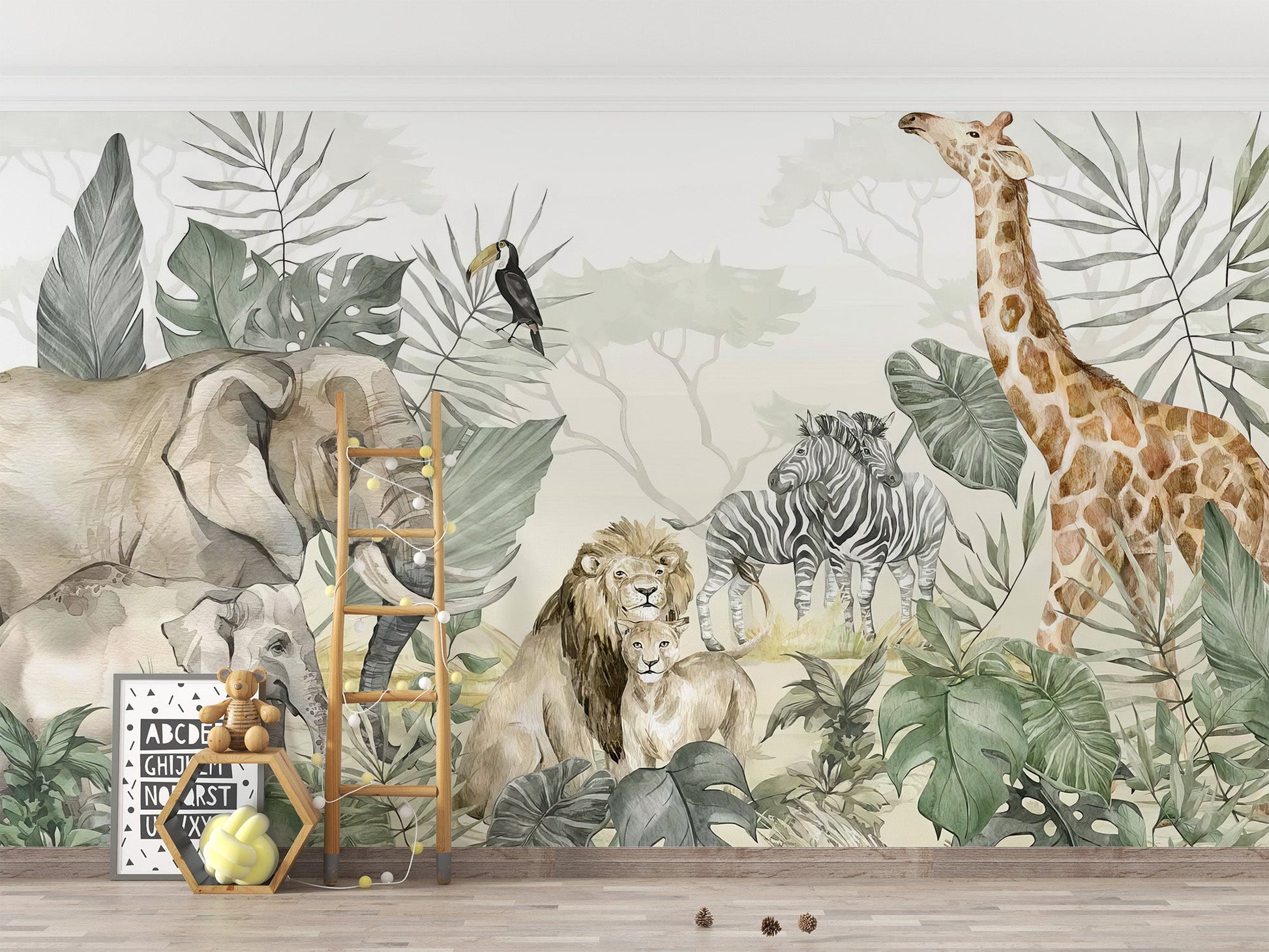 Tropical Wildlife Wall Mural - Giffywalls