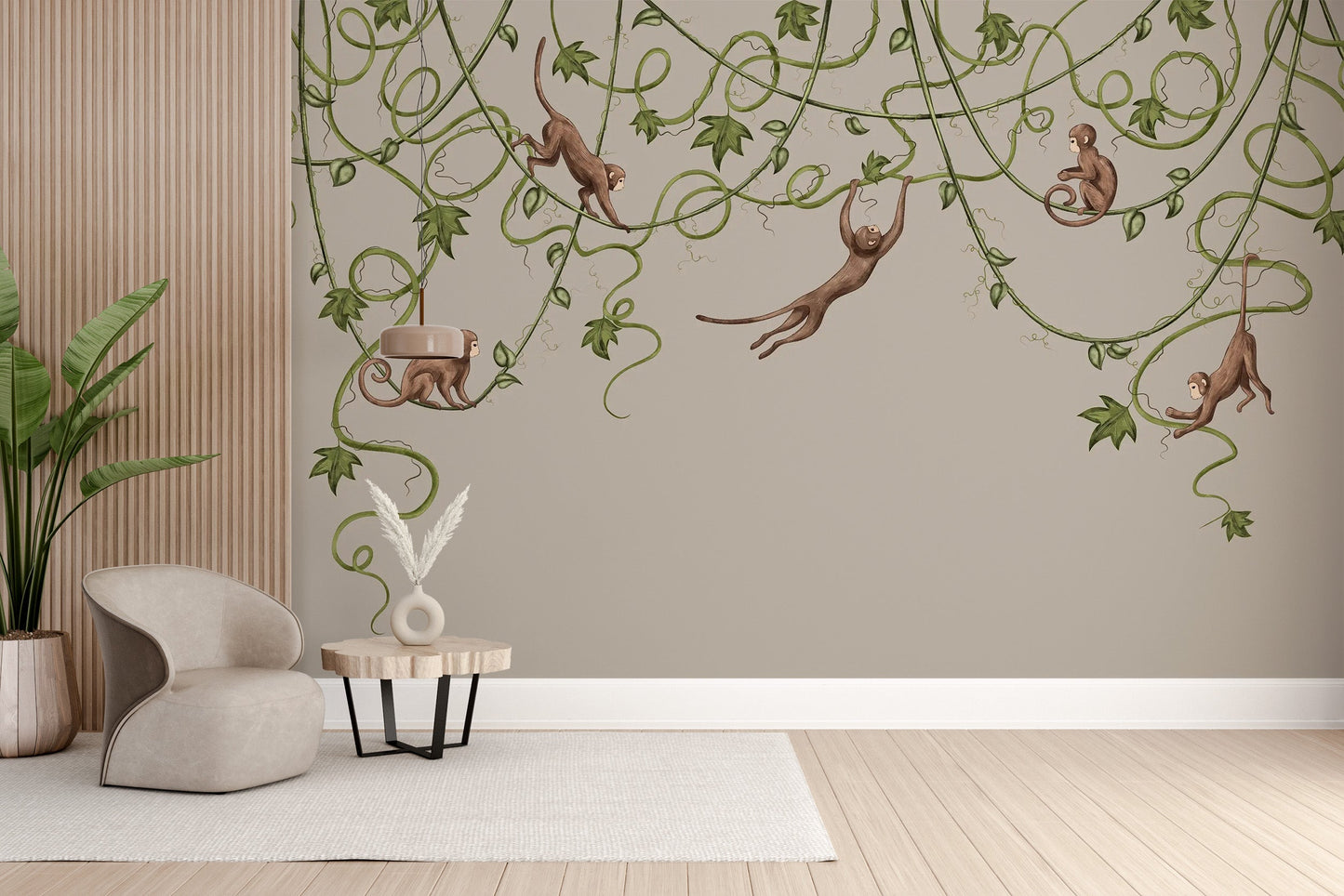 Joyful Monkey Nursery Wallpaper - Giffywalls