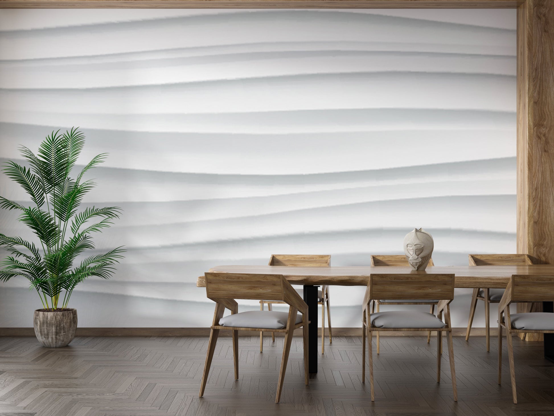 Abstract White Waves Wallpaper Mural - Giffywalls