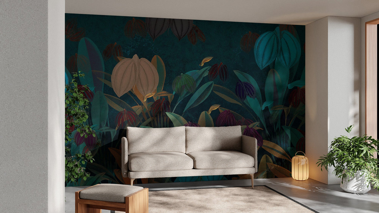 Colourful Botanical Wallpaper Mural - Giffywalls