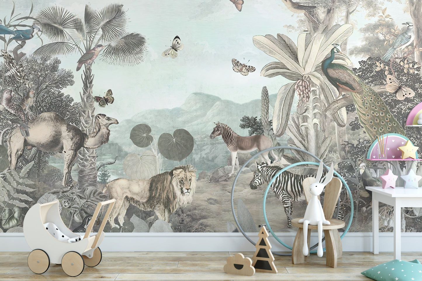 African Wildlife Animals Forest Kids Wallpaper Mural - Giffywalls