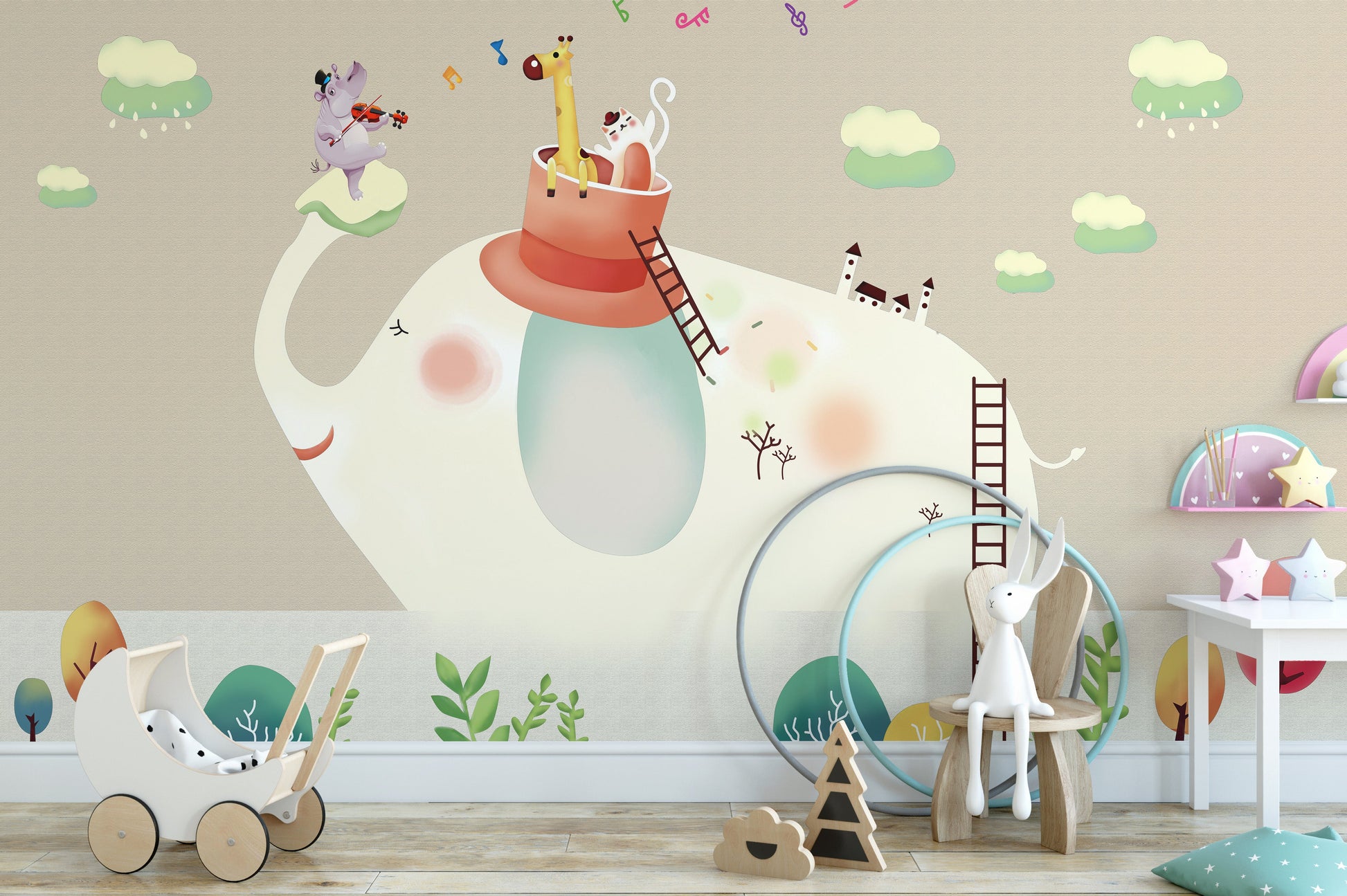 Cartoon Elephant Wallpaper Murals - Giffywalls