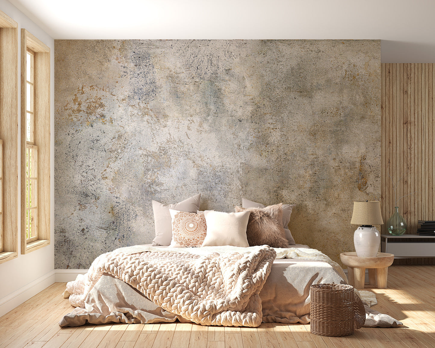 Rustic Gray Cement Texture Wall Mural - Giffywalls