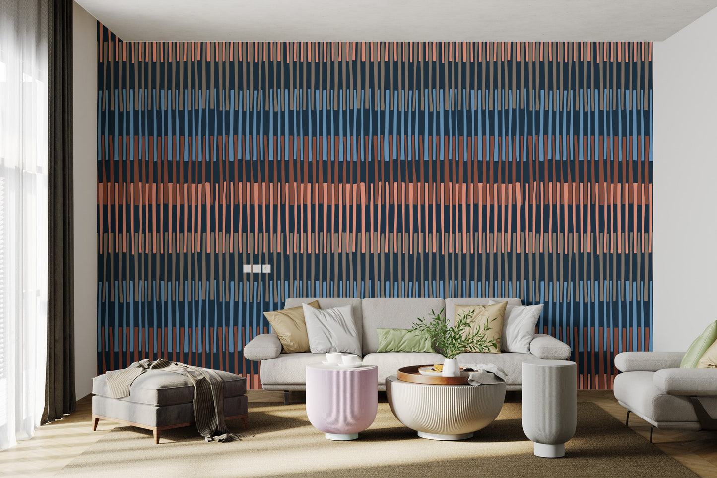 Bold Midnight Striped Melody Wallpaper Design
