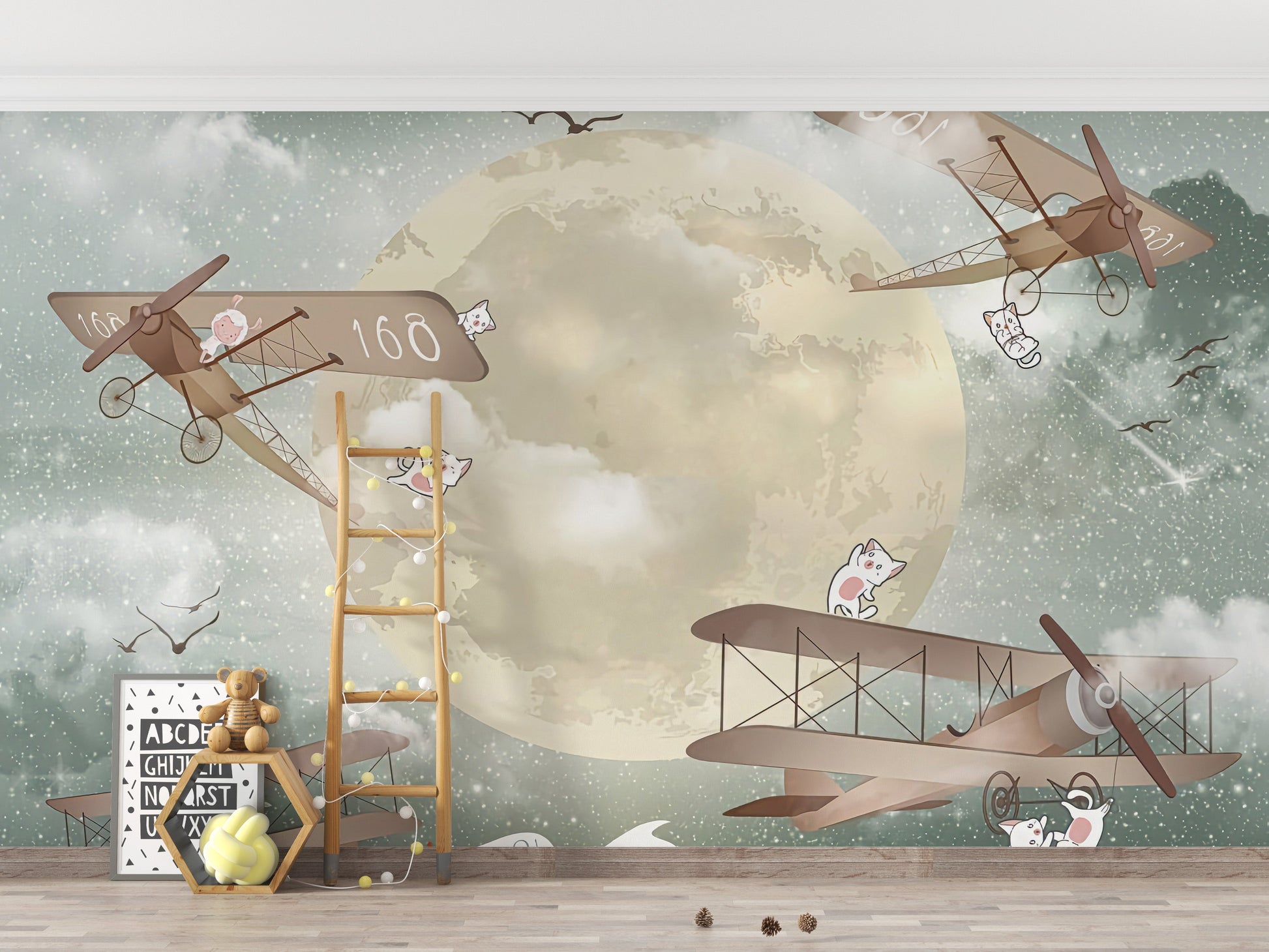 Moonlight Airplanes Wallpaper Murals - Giffywalls