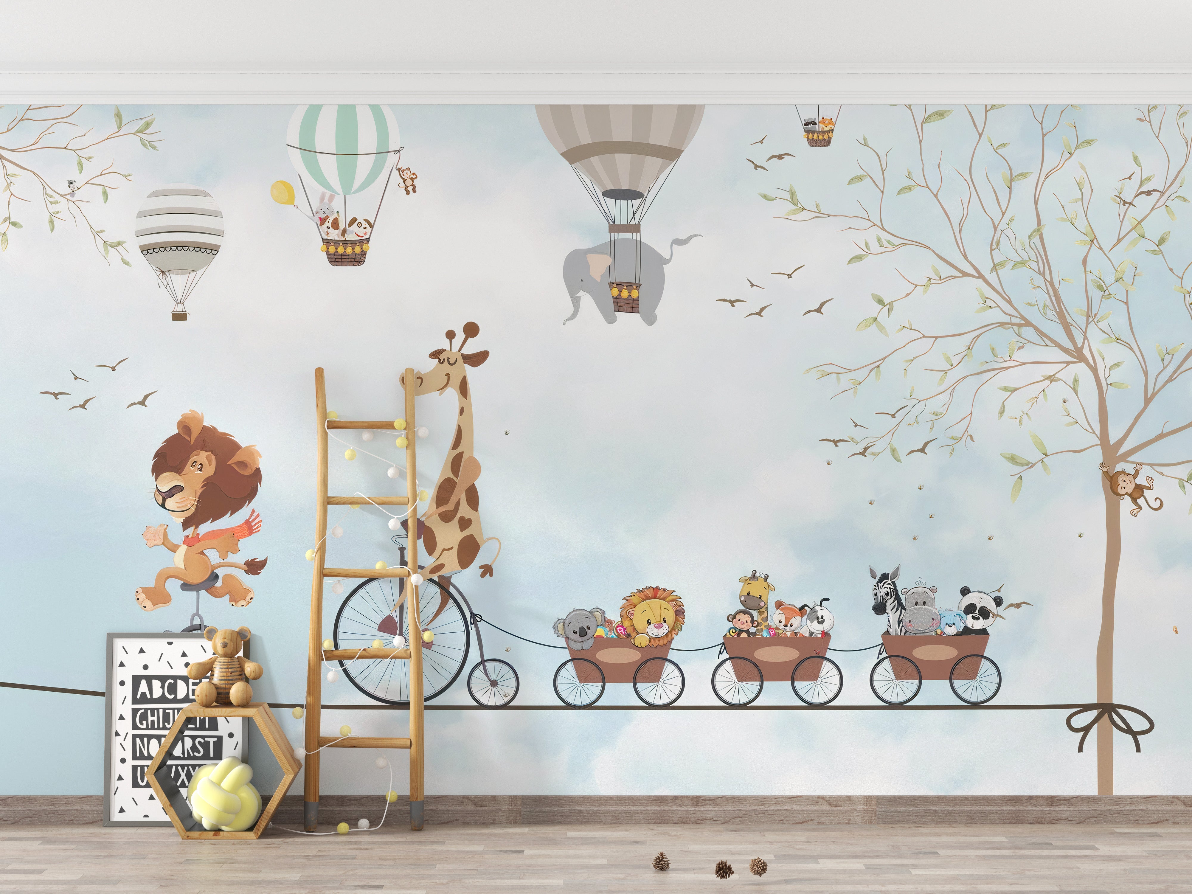 Tightrope Cycling Animals Wallpaper