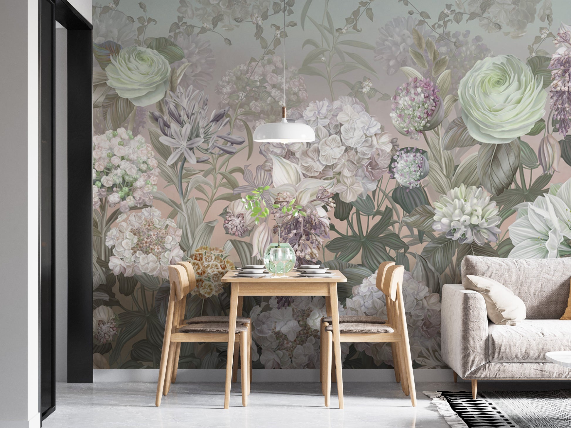 Nordic Floral Wallpaper Design
