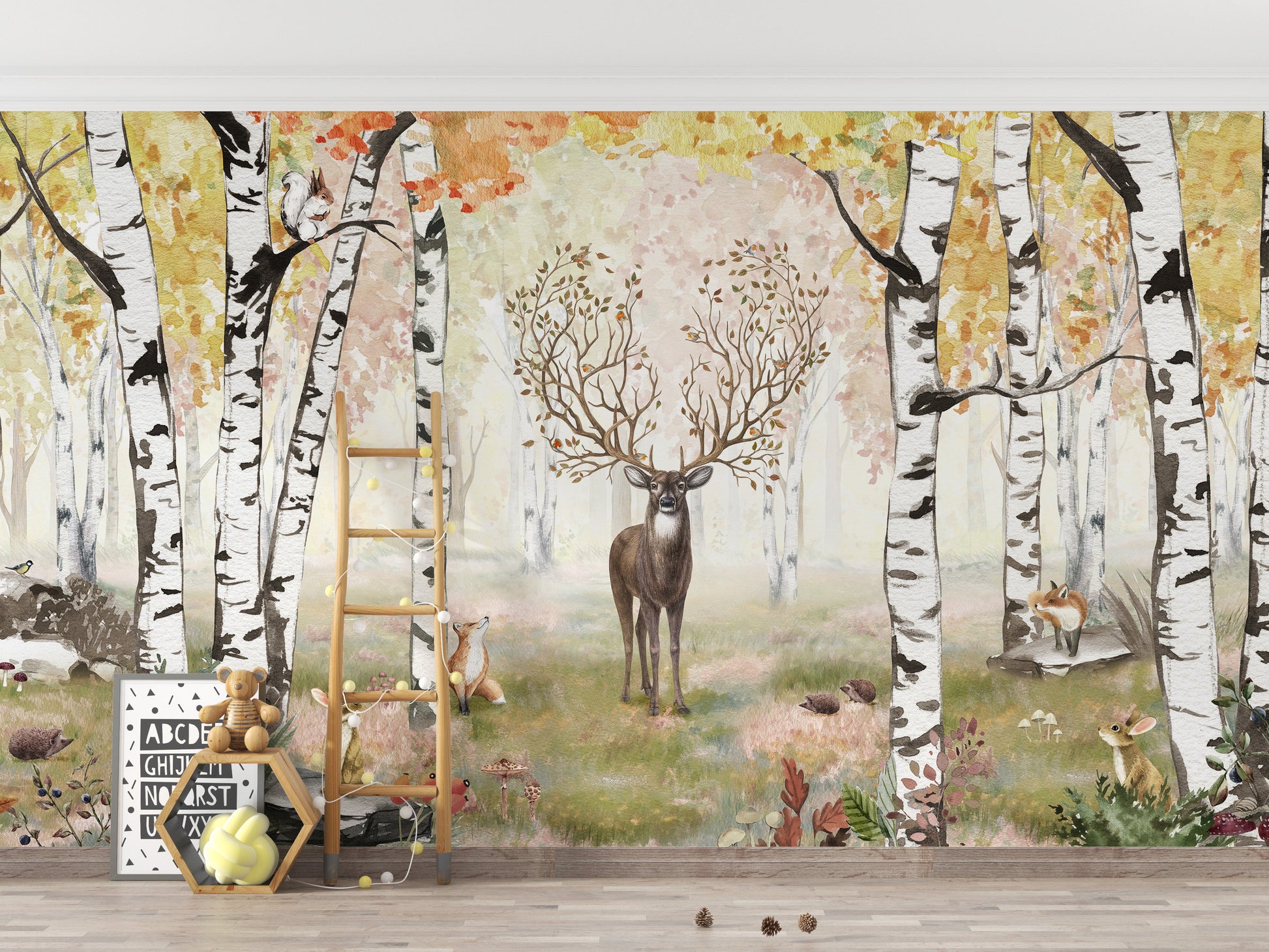 Amazing Antlers Autumn Kids Room Wallpaper Mural - Giffywalls