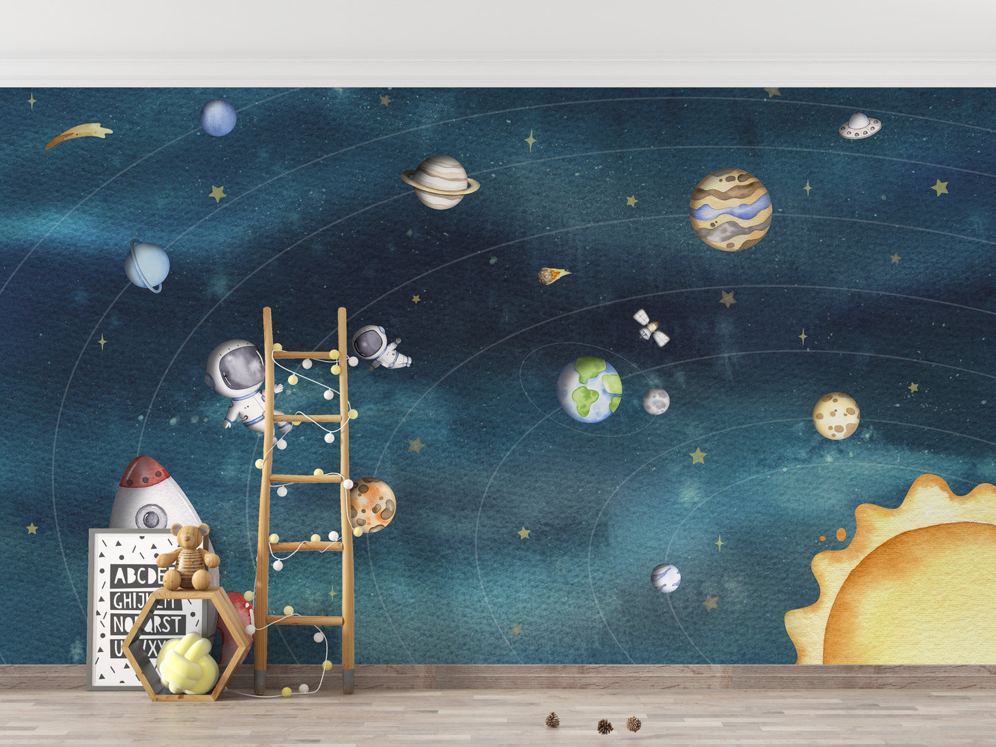 Space Joy Dark Wall Mural - Giffywalls