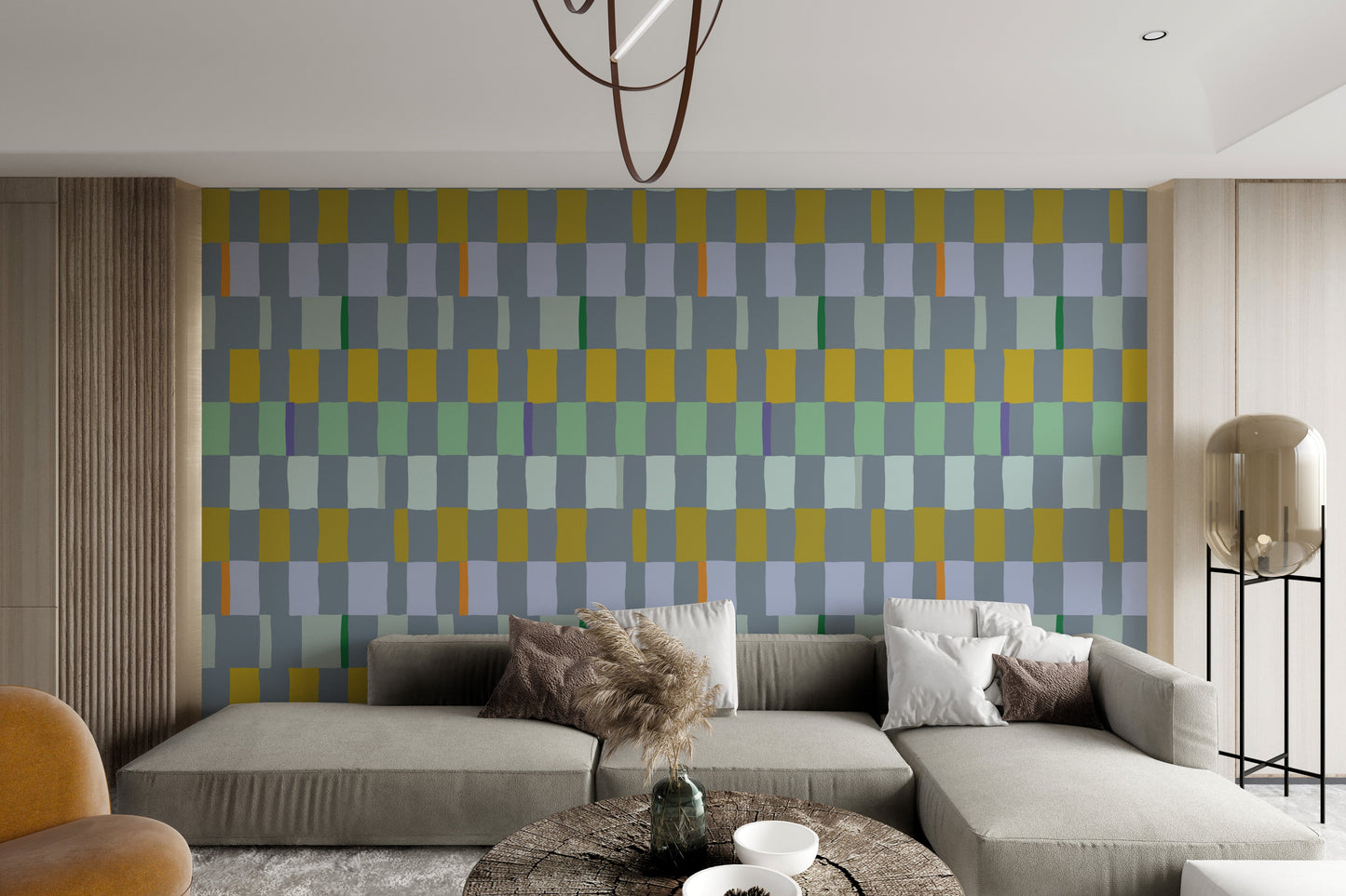 Chic enigmatic tile wallpaper with bold geometric accents.
