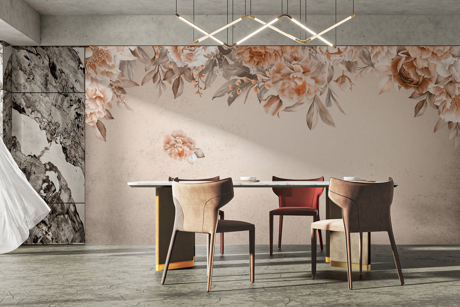 Peach Blossom Elegance Mural for timeless decor