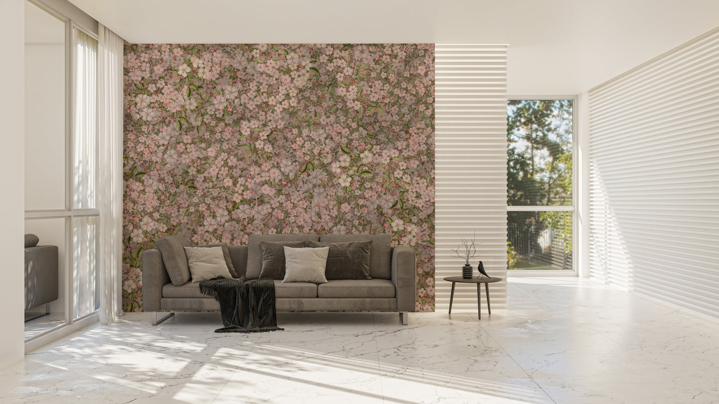 Pink and Green Cherry Blossom Flower Wallpaper Murals - Giffywalls