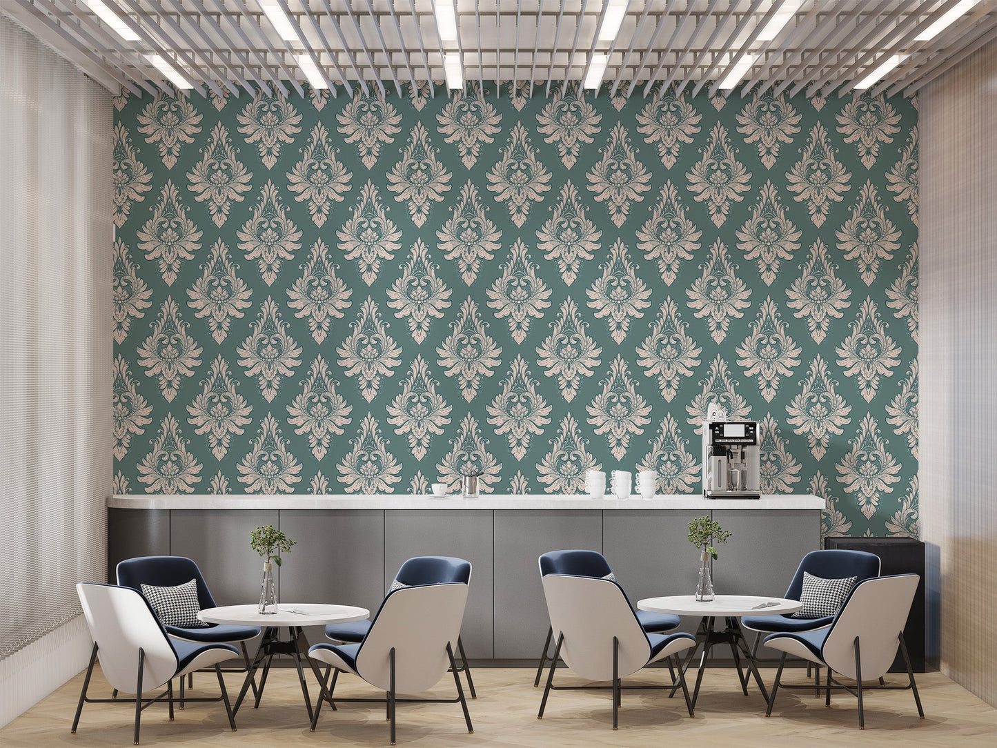 Green Damask Wallpaper for Luxurious Home Decor