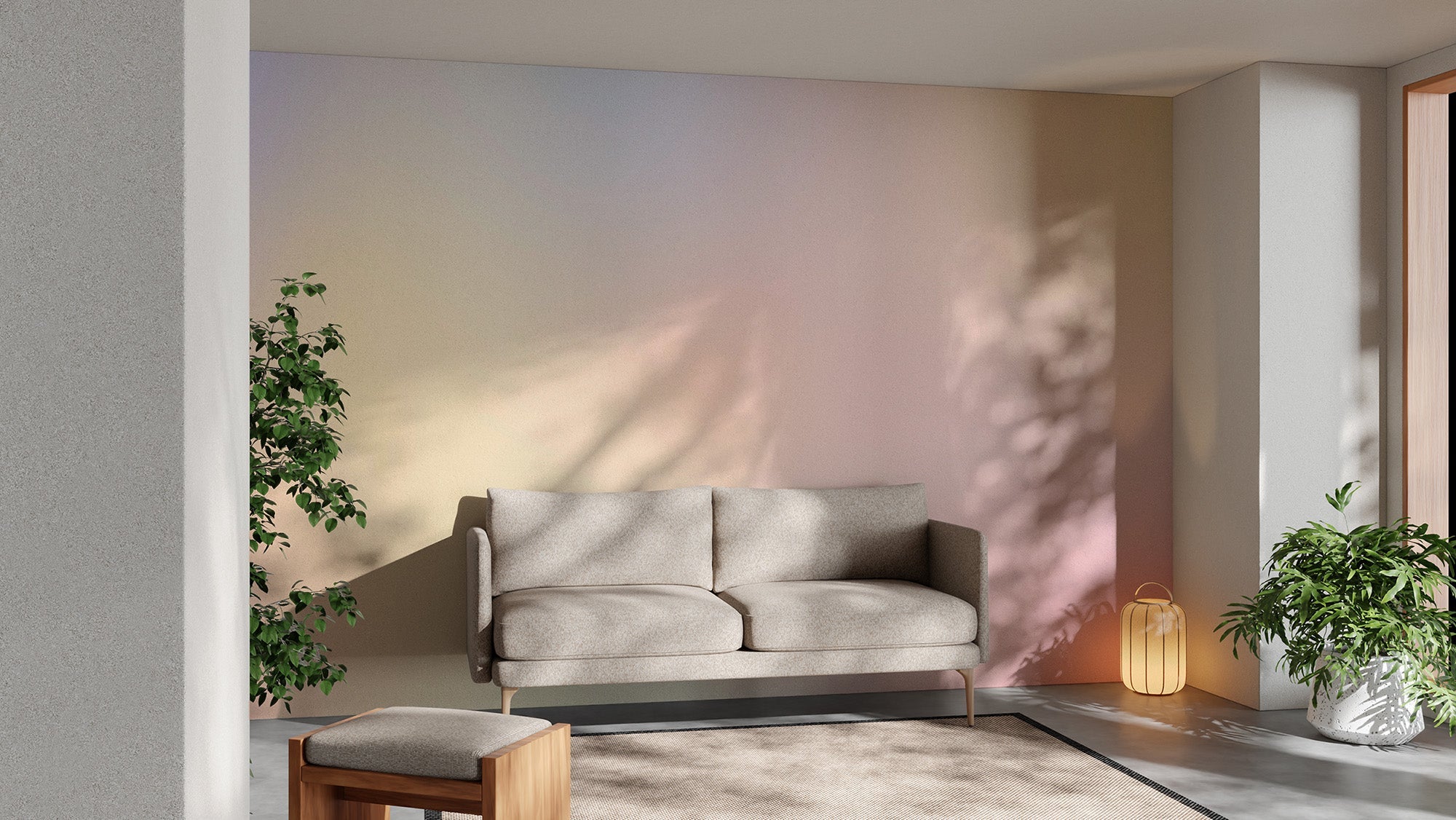 Bring color to your living room with rainbow ombre wallpaper