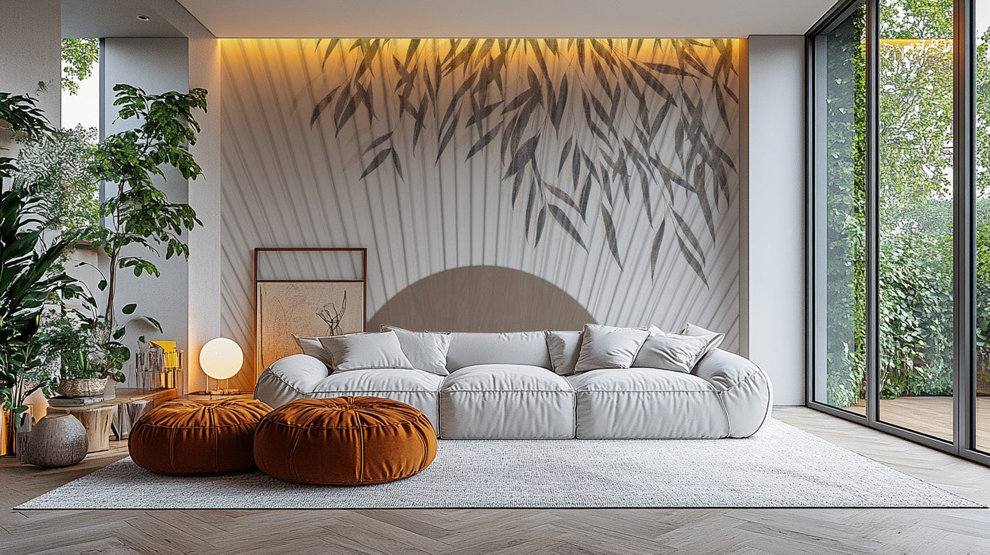 Bold striped illustration mural for modern, artistic walls.
