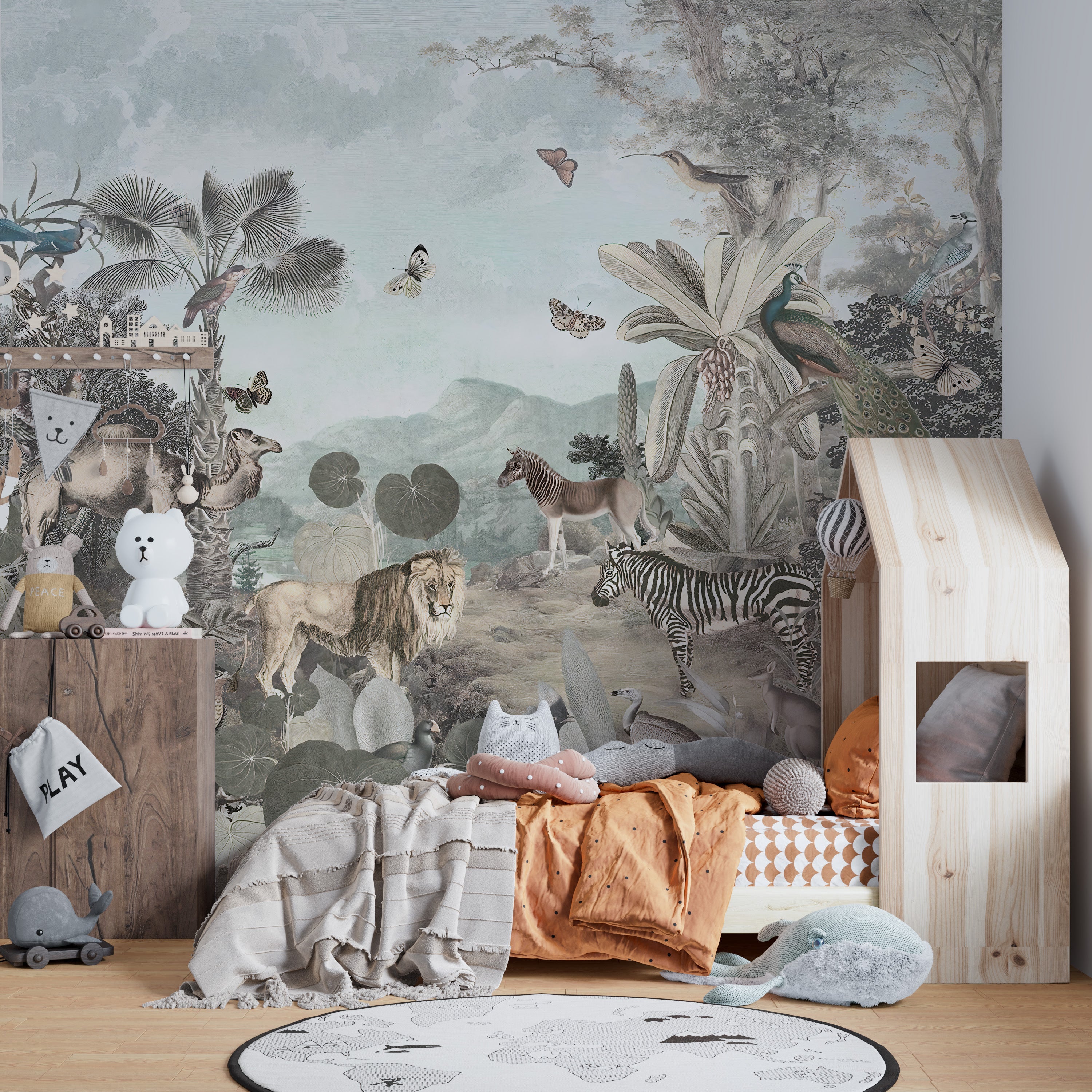 African wildlife kids wallpaper mural
