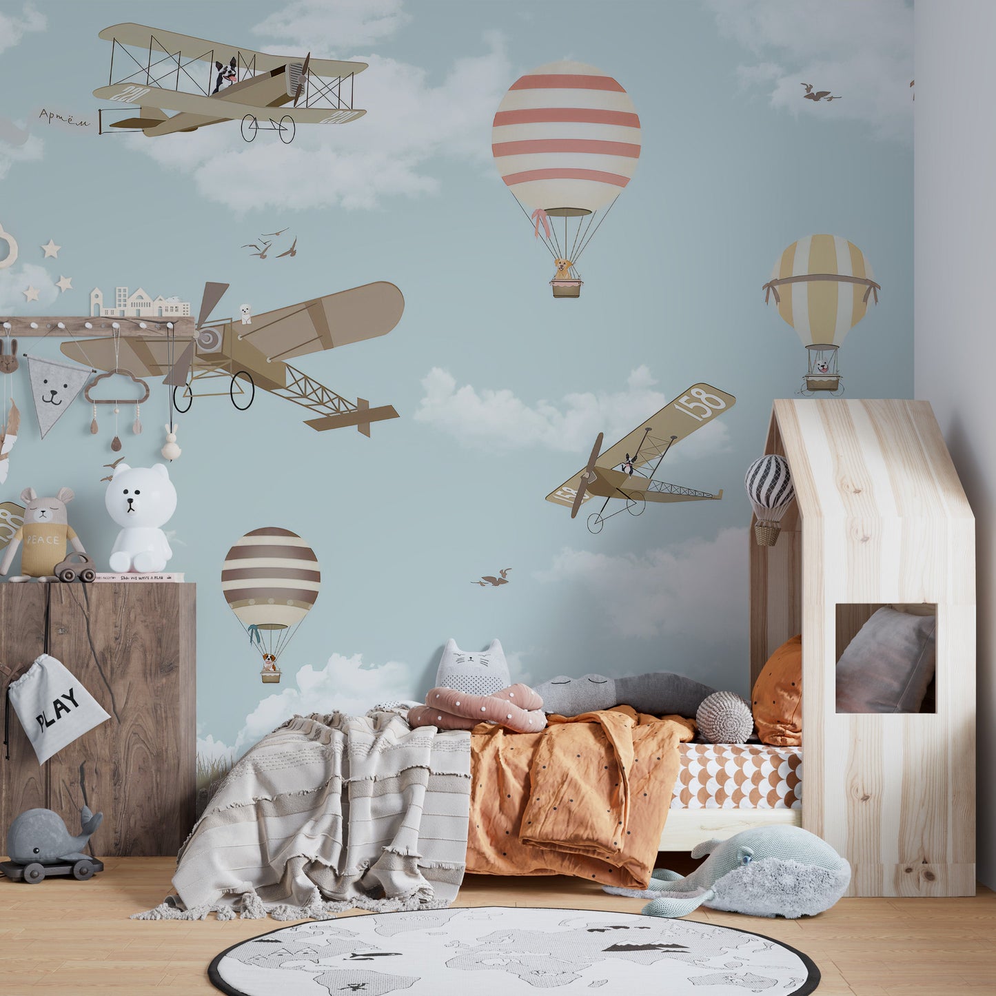 Hot Air Balloons & Planes Fun land Wallpaper Murals - Giffywalls