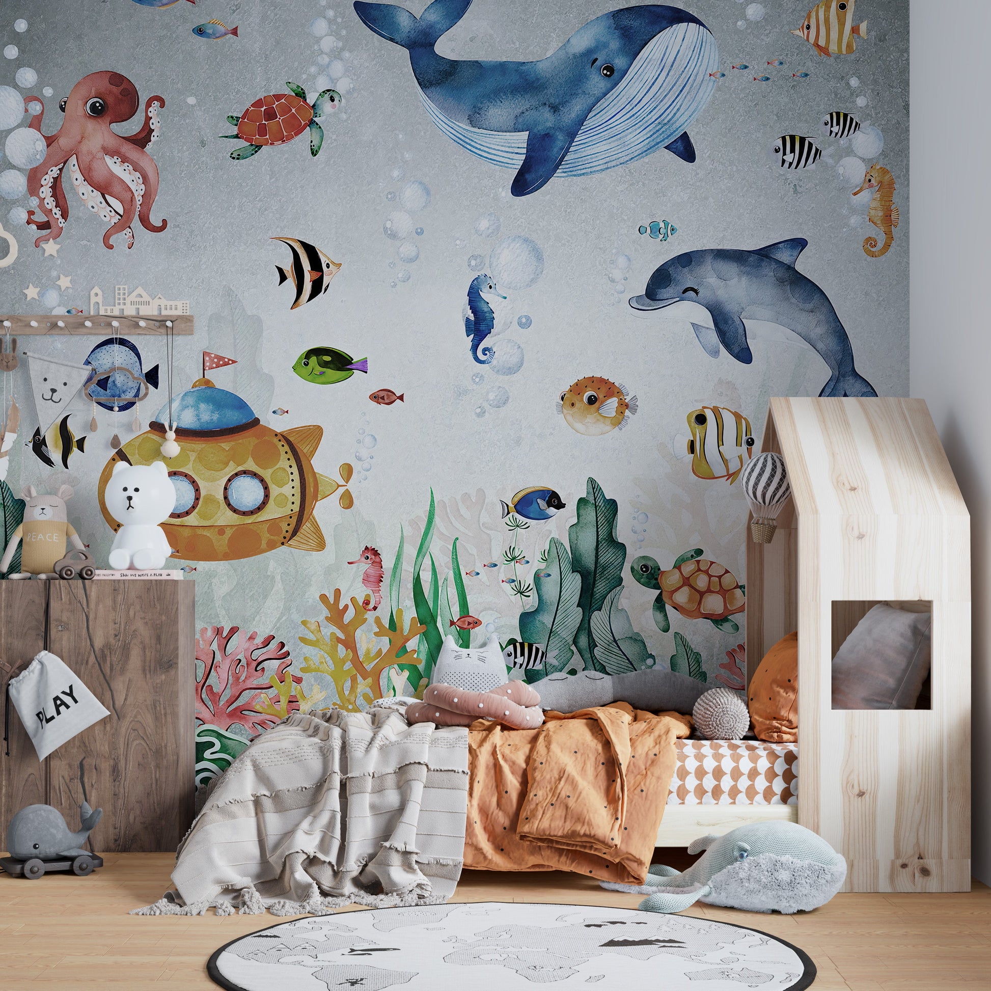 Astonishing Underwater Whales Wallpaper Mural - Giffywalls