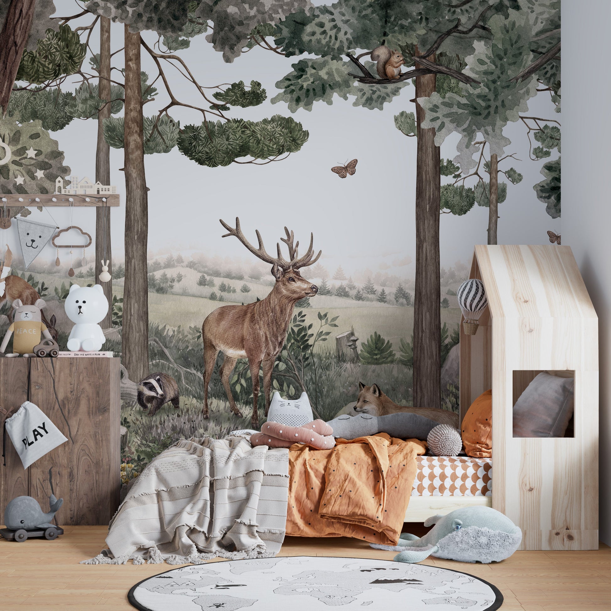 Forest Jive Stag and Deer Wallpaper Mural - Giffywalls